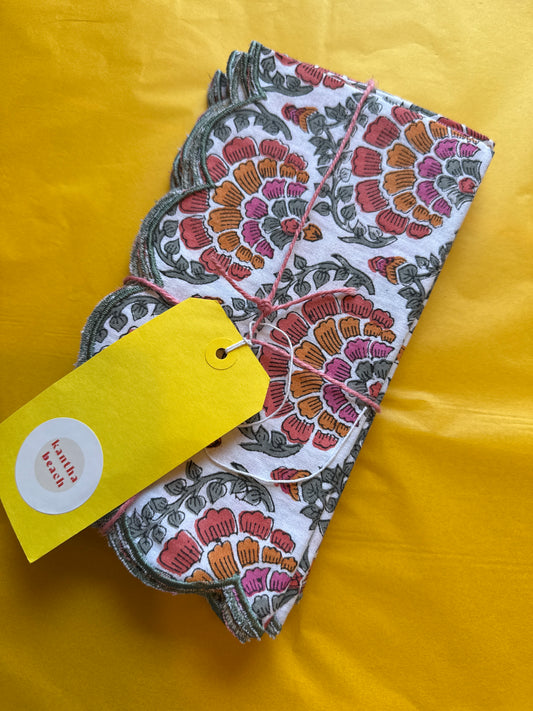 Peacock Print Napkin Set ~ Table Linen