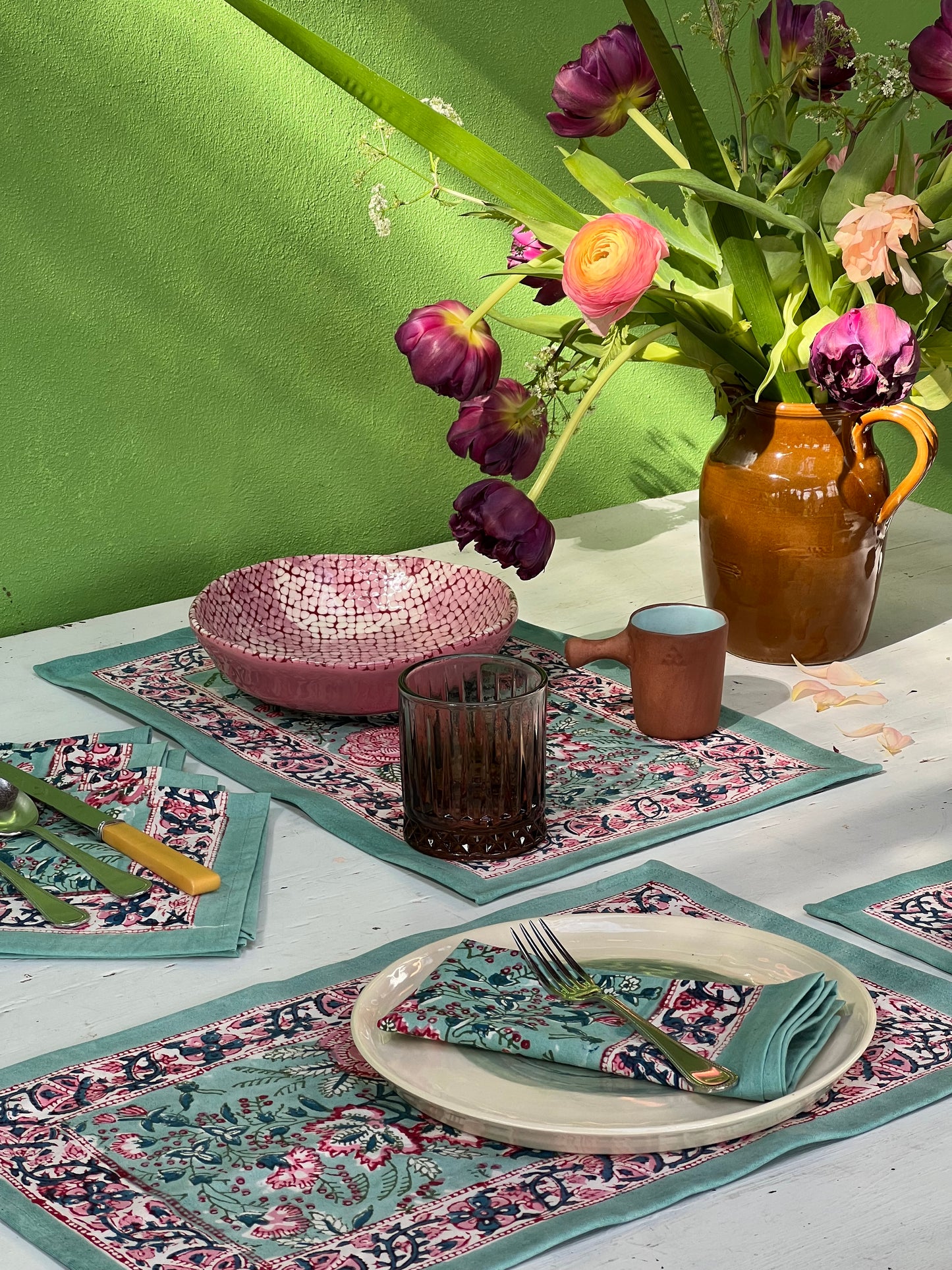Table Linen ~ Placemats and Napkin x 6 ~ Aqua