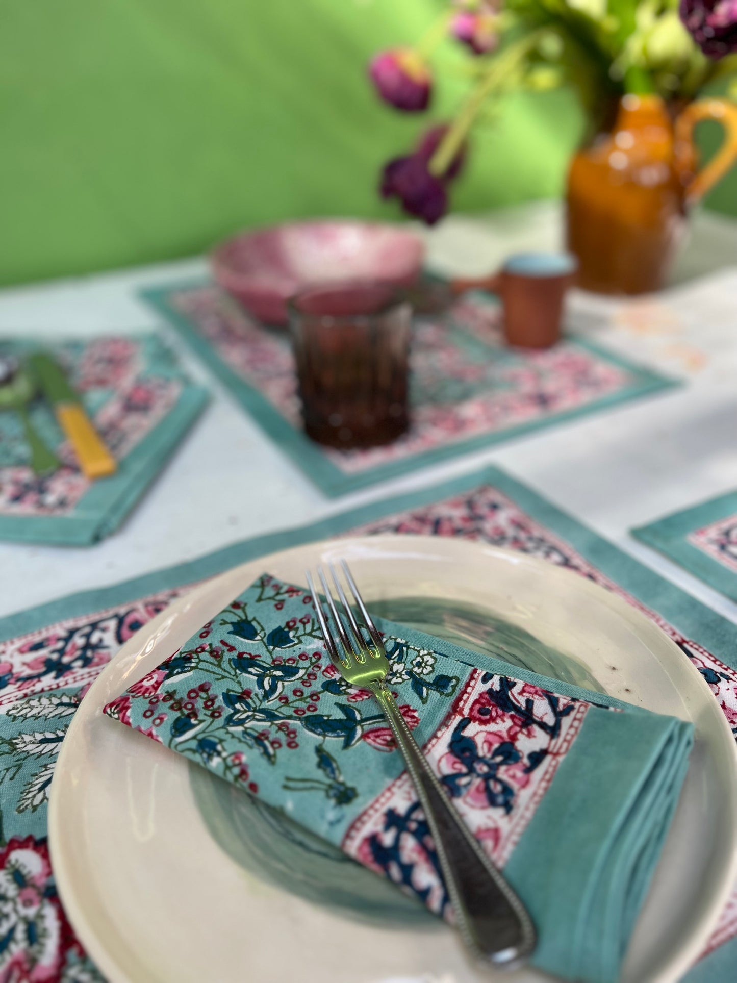 Table Linen ~ Placemats and Napkin x 6 ~ Aqua