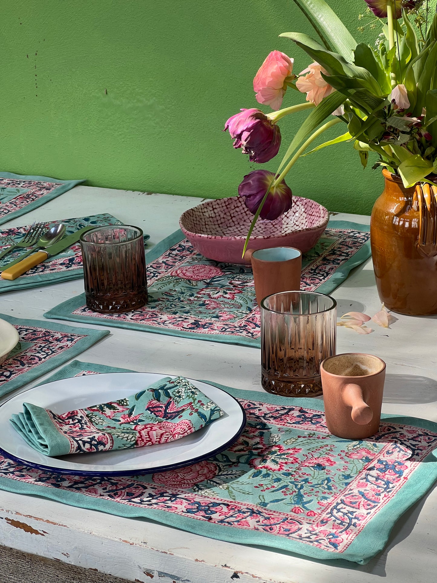 Table Linen ~ Placemats and Napkin x 6 ~ Aqua