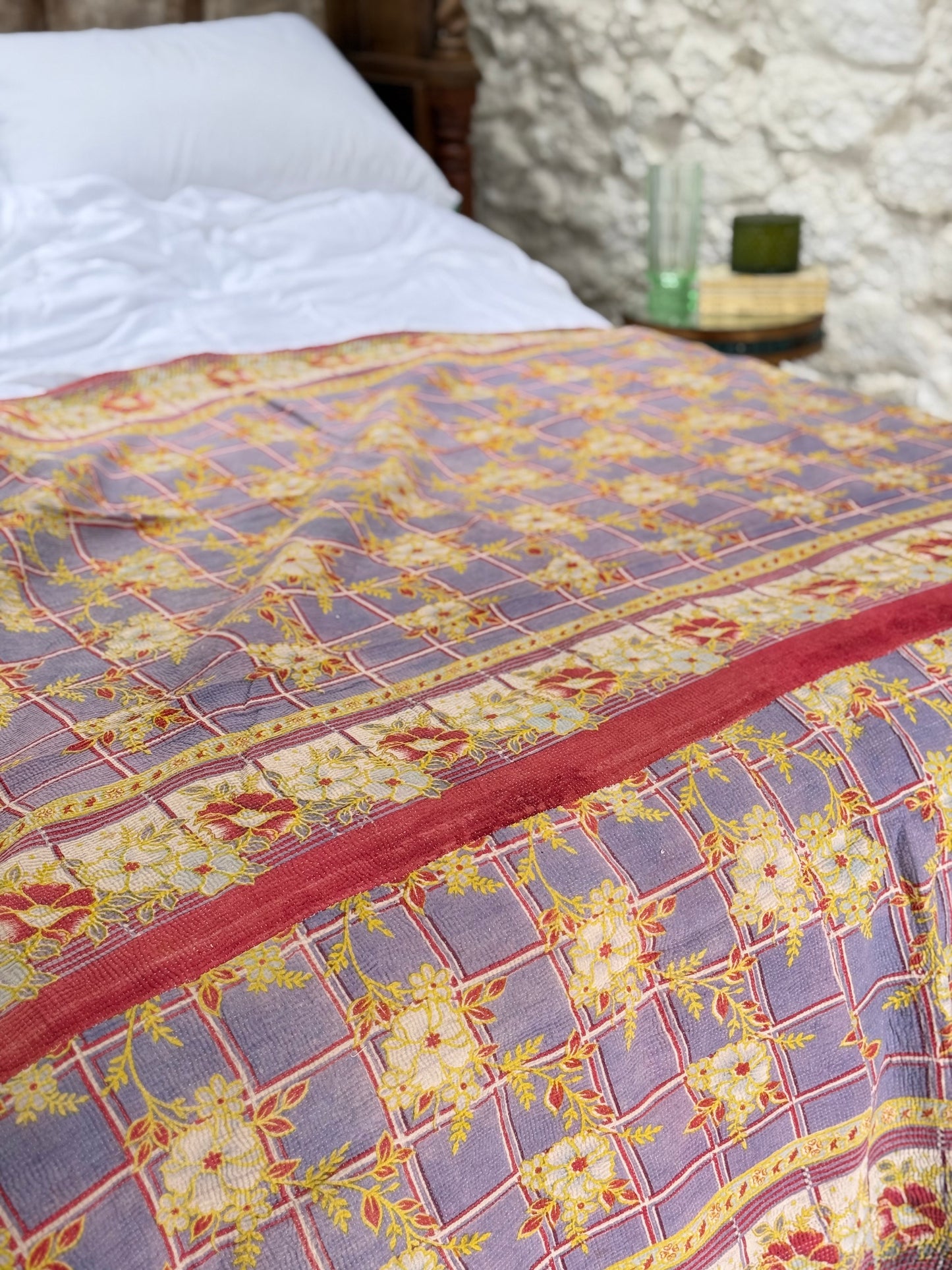 Kantha Quilt ~ Ruby Lavender
