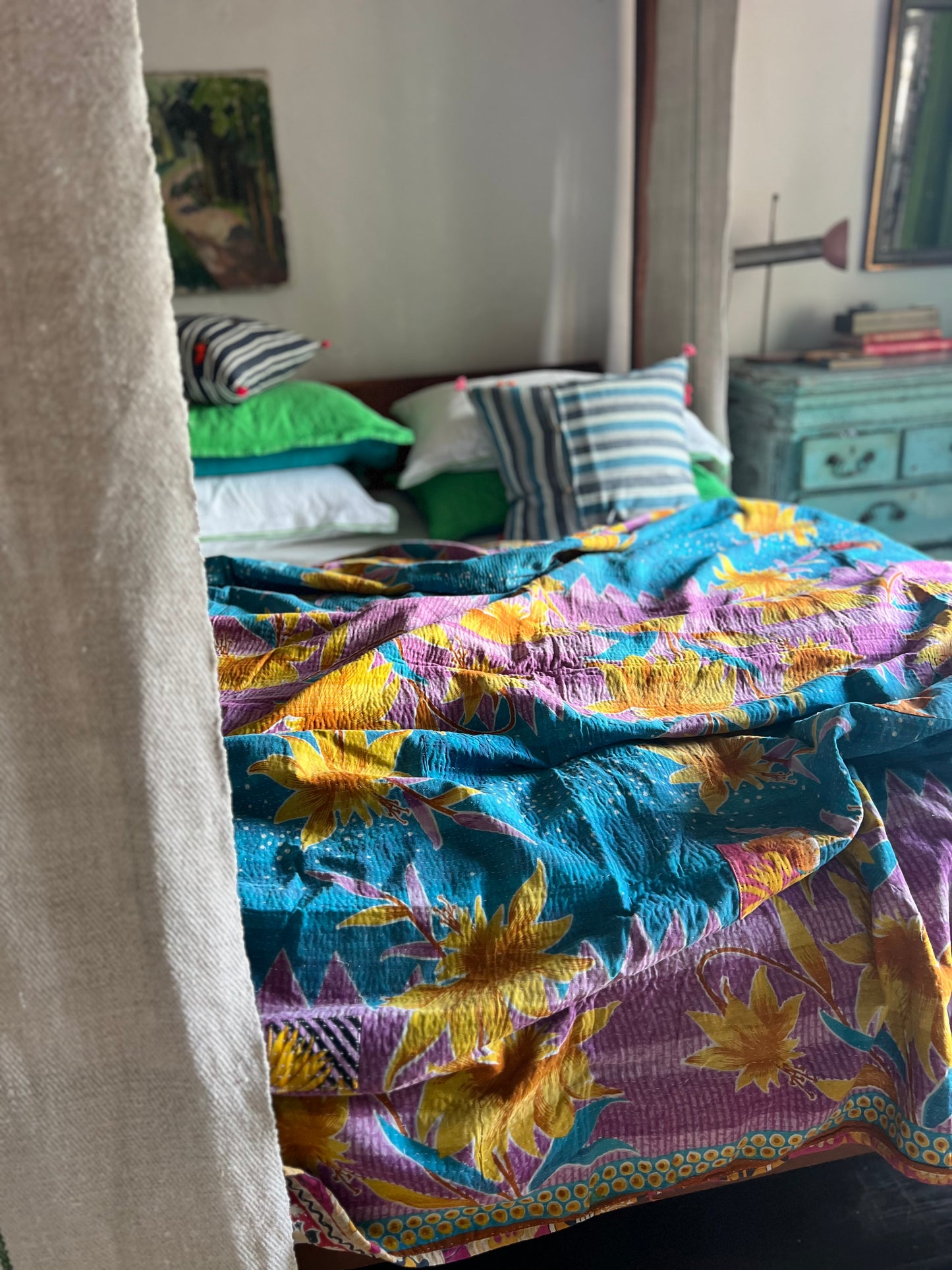 Kantha Quilt ~ Scarlett Palm