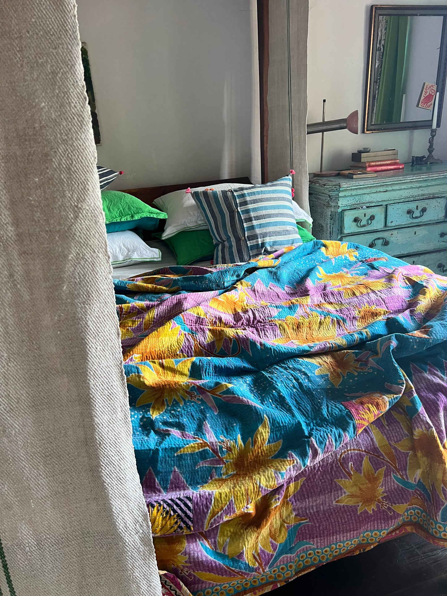 Kantha Quilt ~ Scarlett Palm