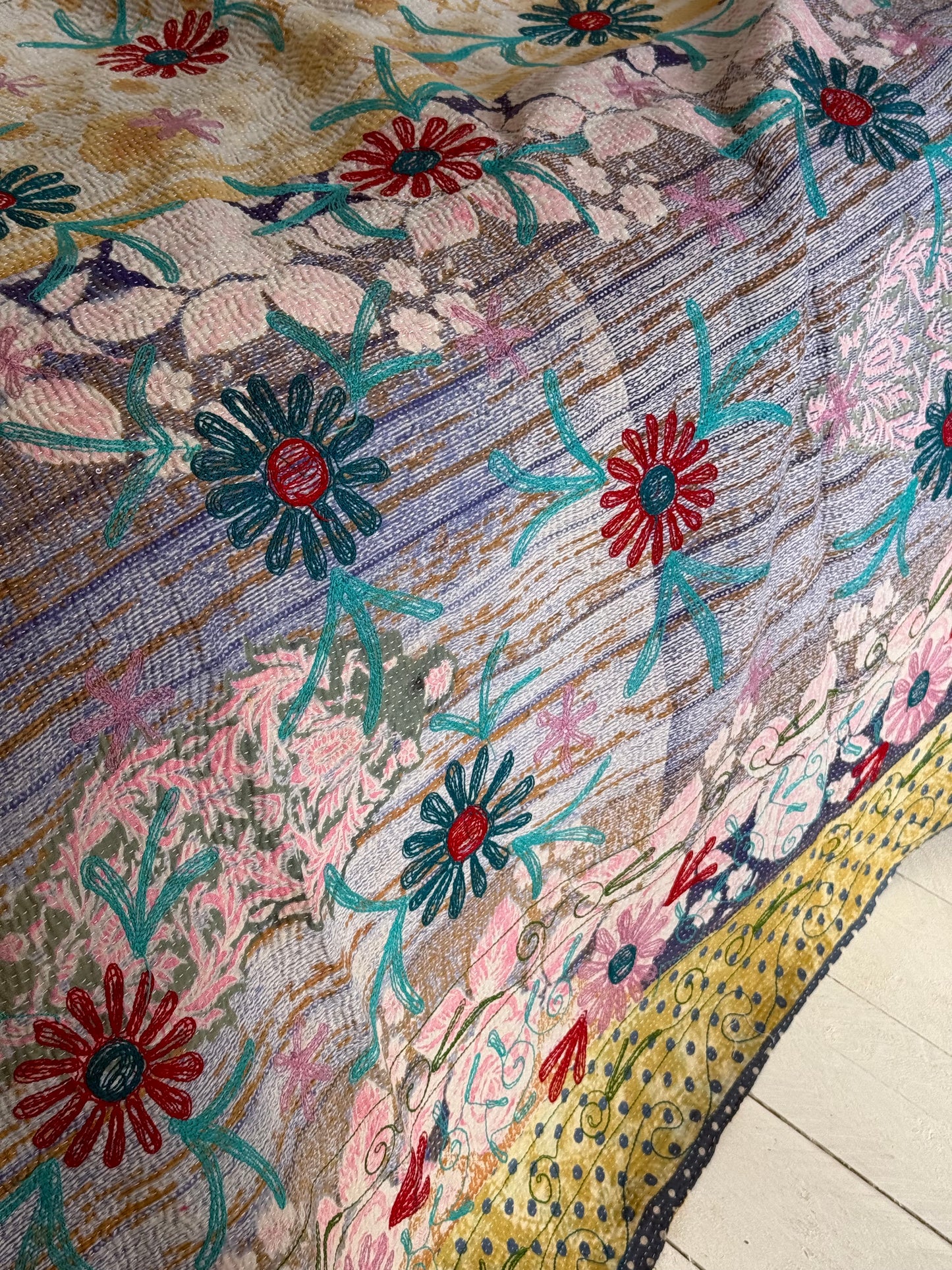 SUZANI Kantha Quilt ~ Agatha