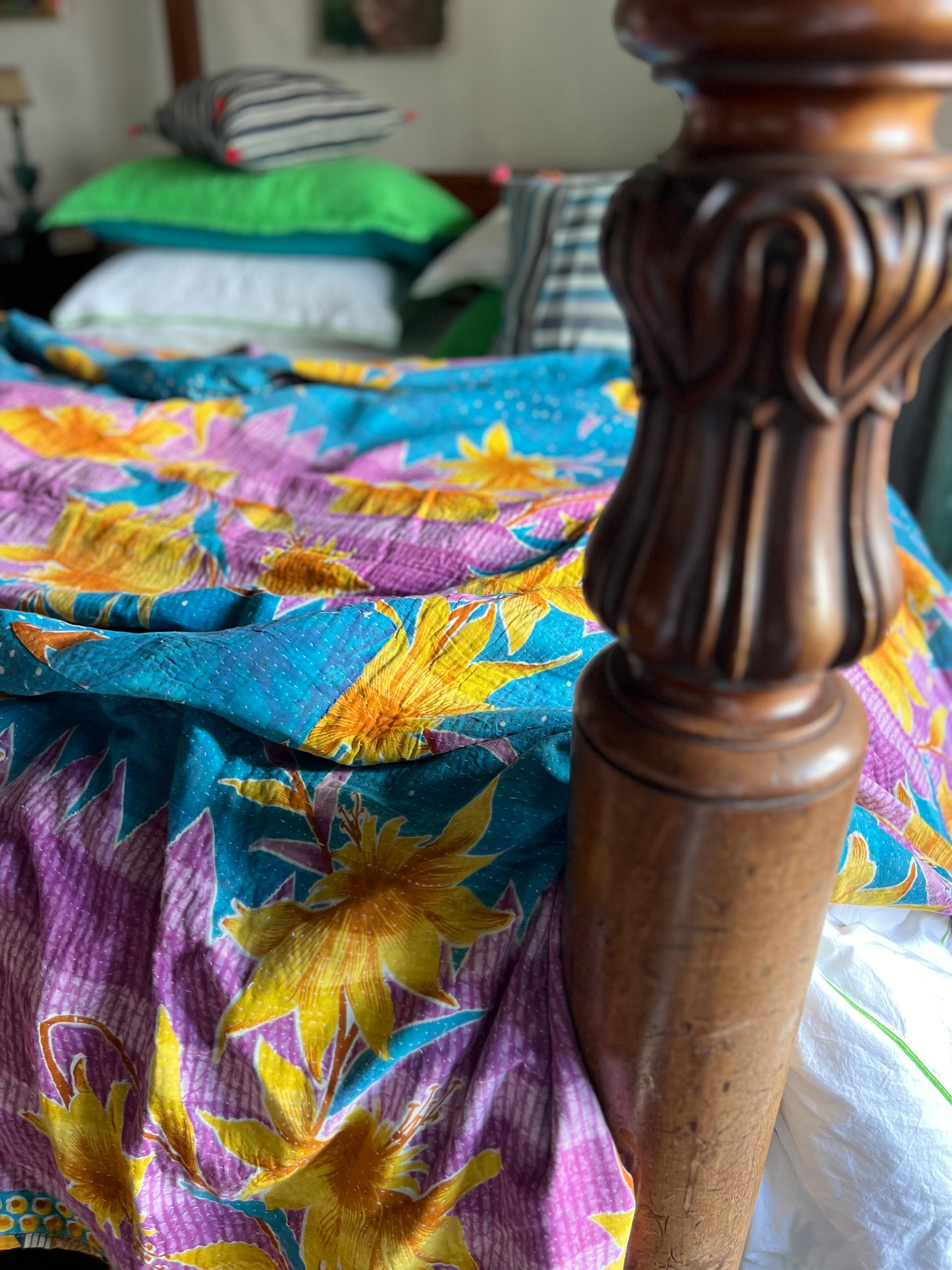 Kantha Quilt ~ Scarlett Palm