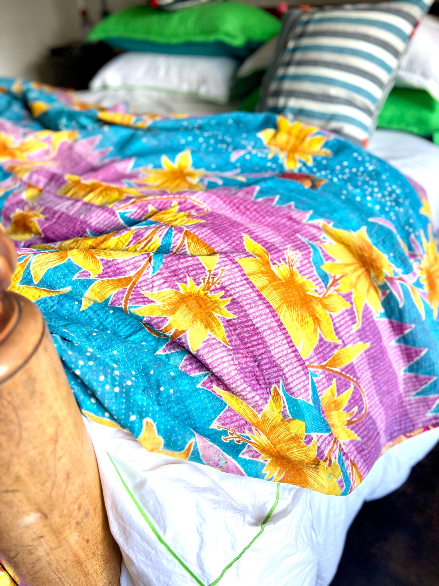 Kantha Quilt ~ Scarlett Palm