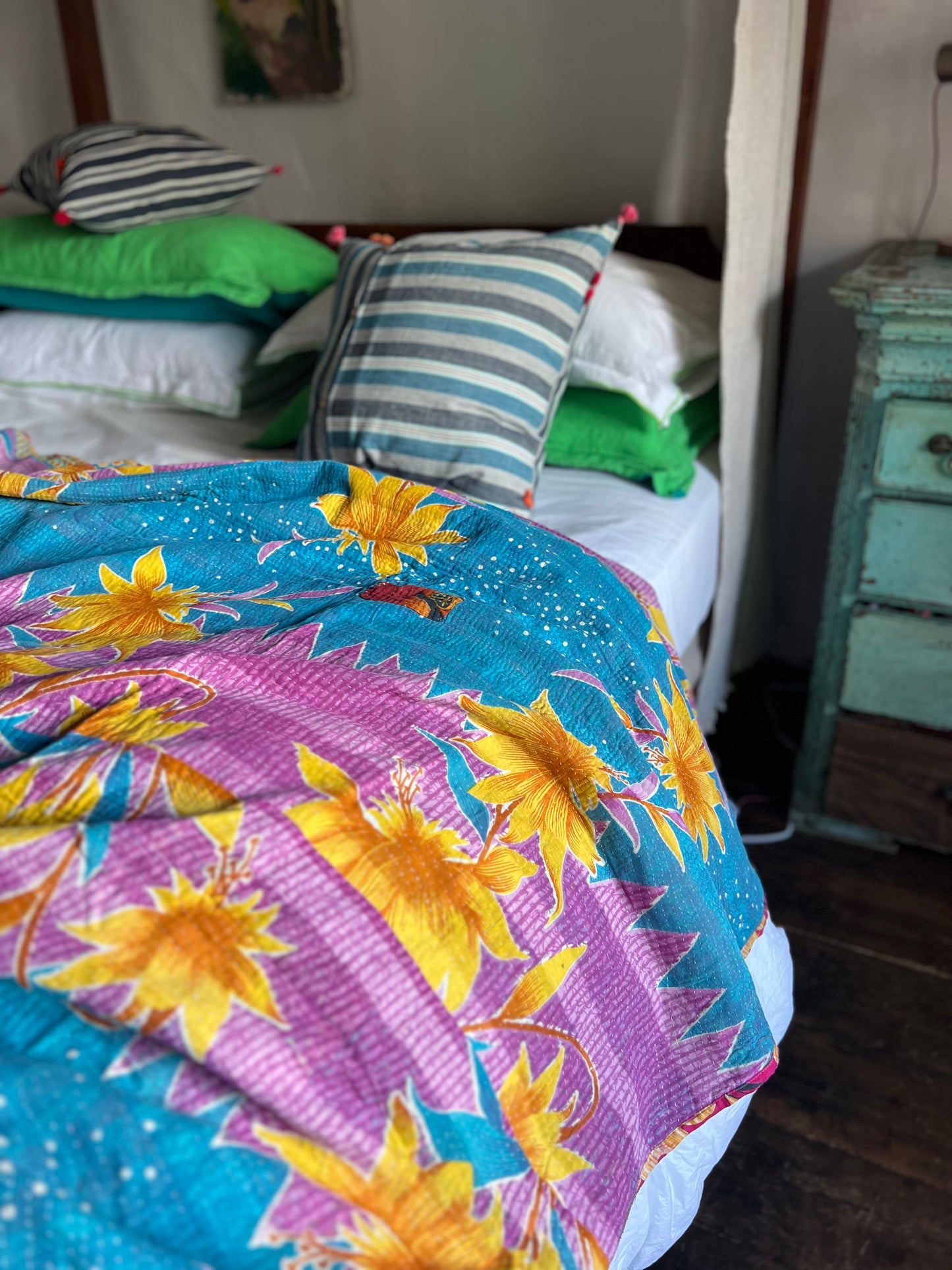 Kantha Quilt ~ Scarlett Palm