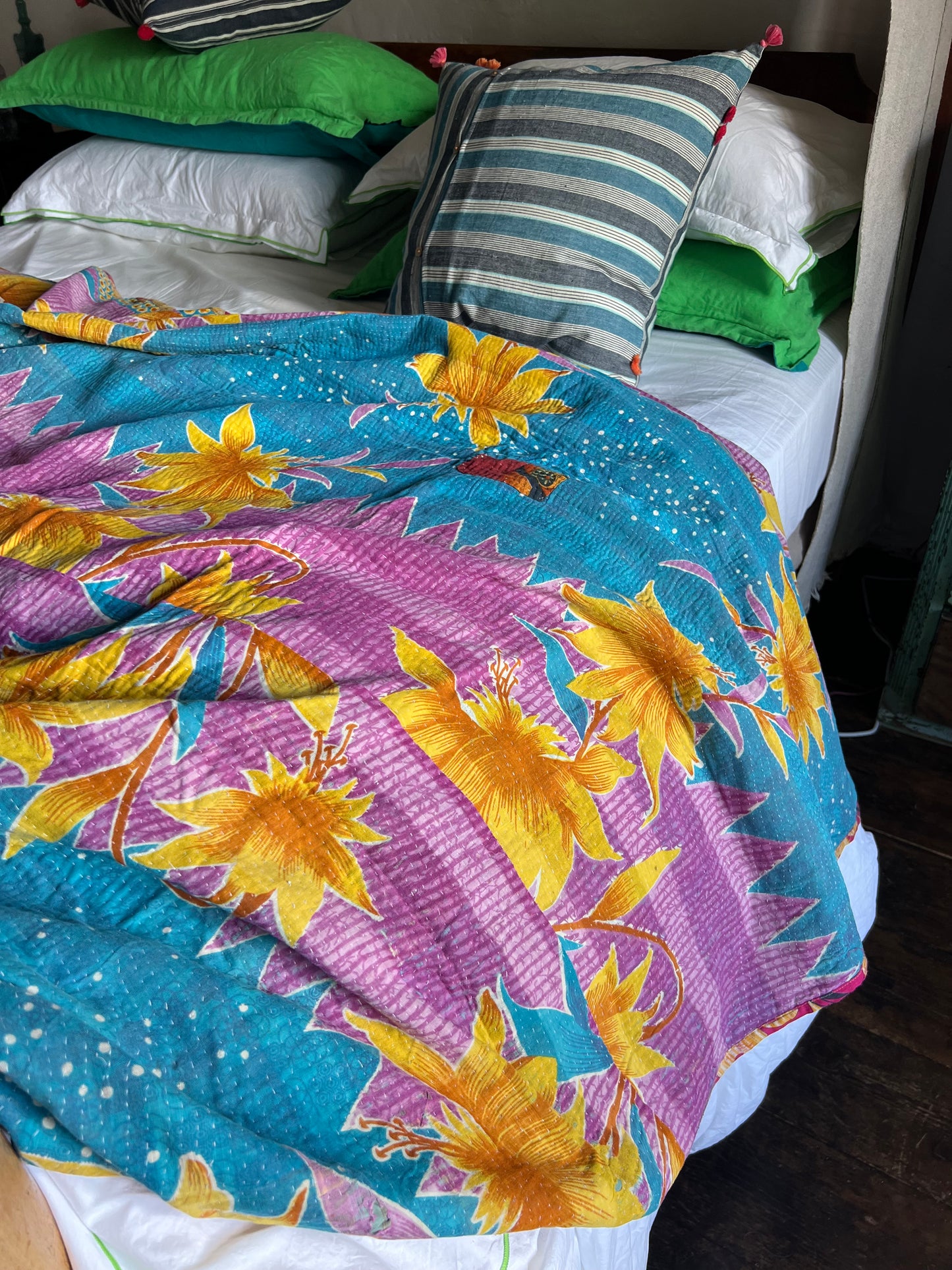 Kantha Quilt ~ Scarlett Palm