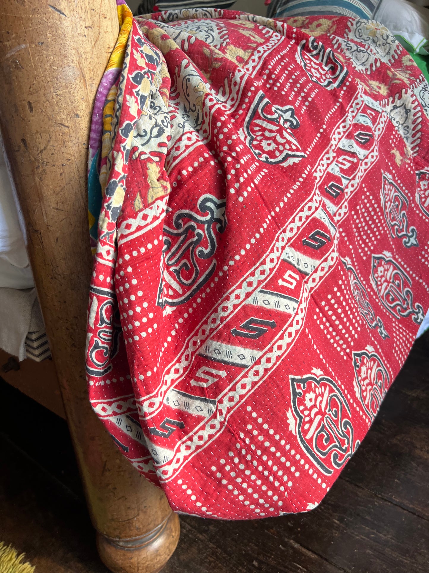 Kantha Quilt ~ Scarlett Palm