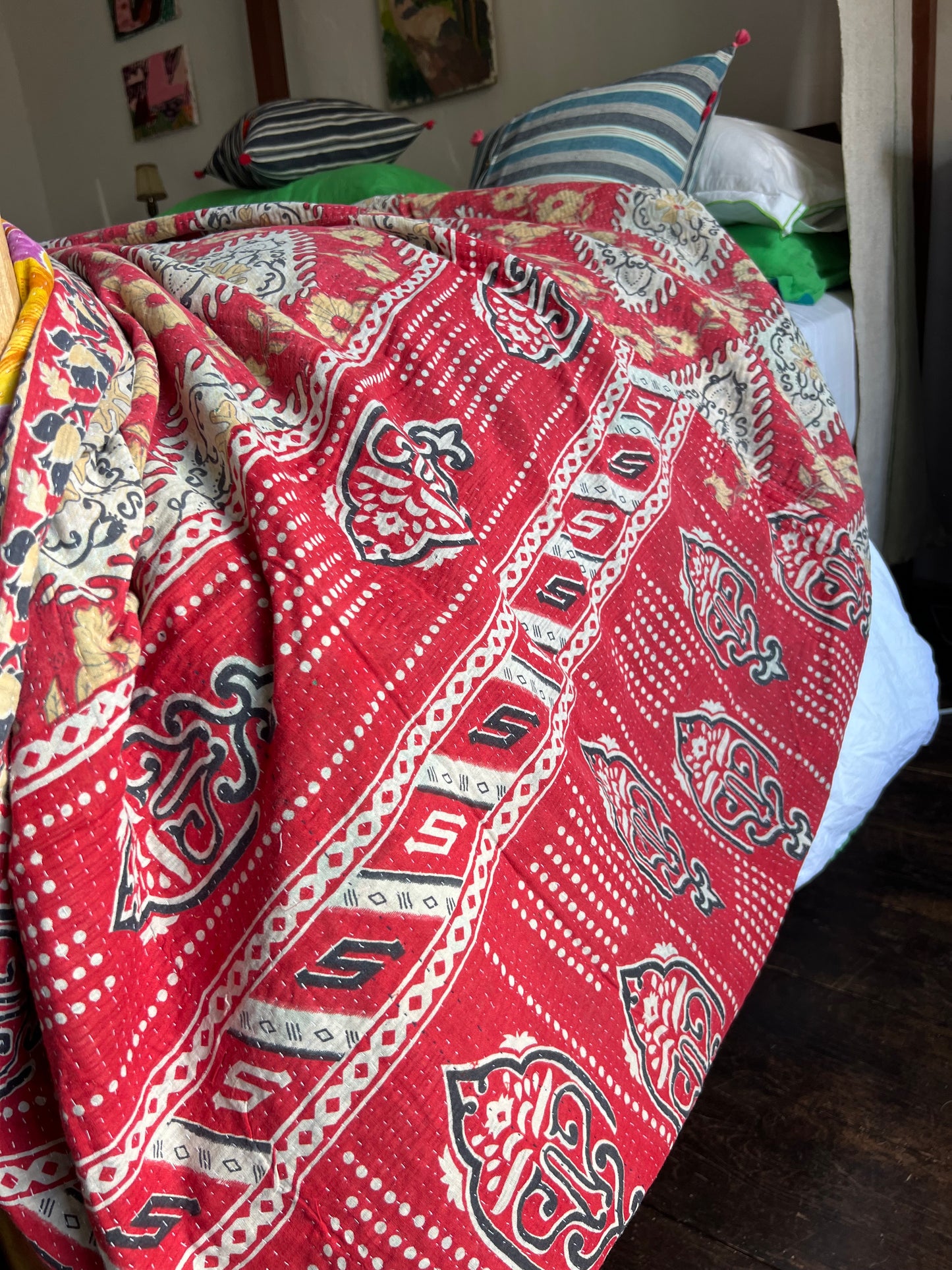 Kantha Quilt ~ Scarlett Palm