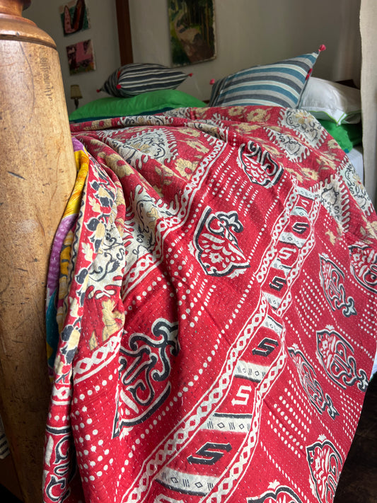 Kantha Quilt ~ Scarlett Palm