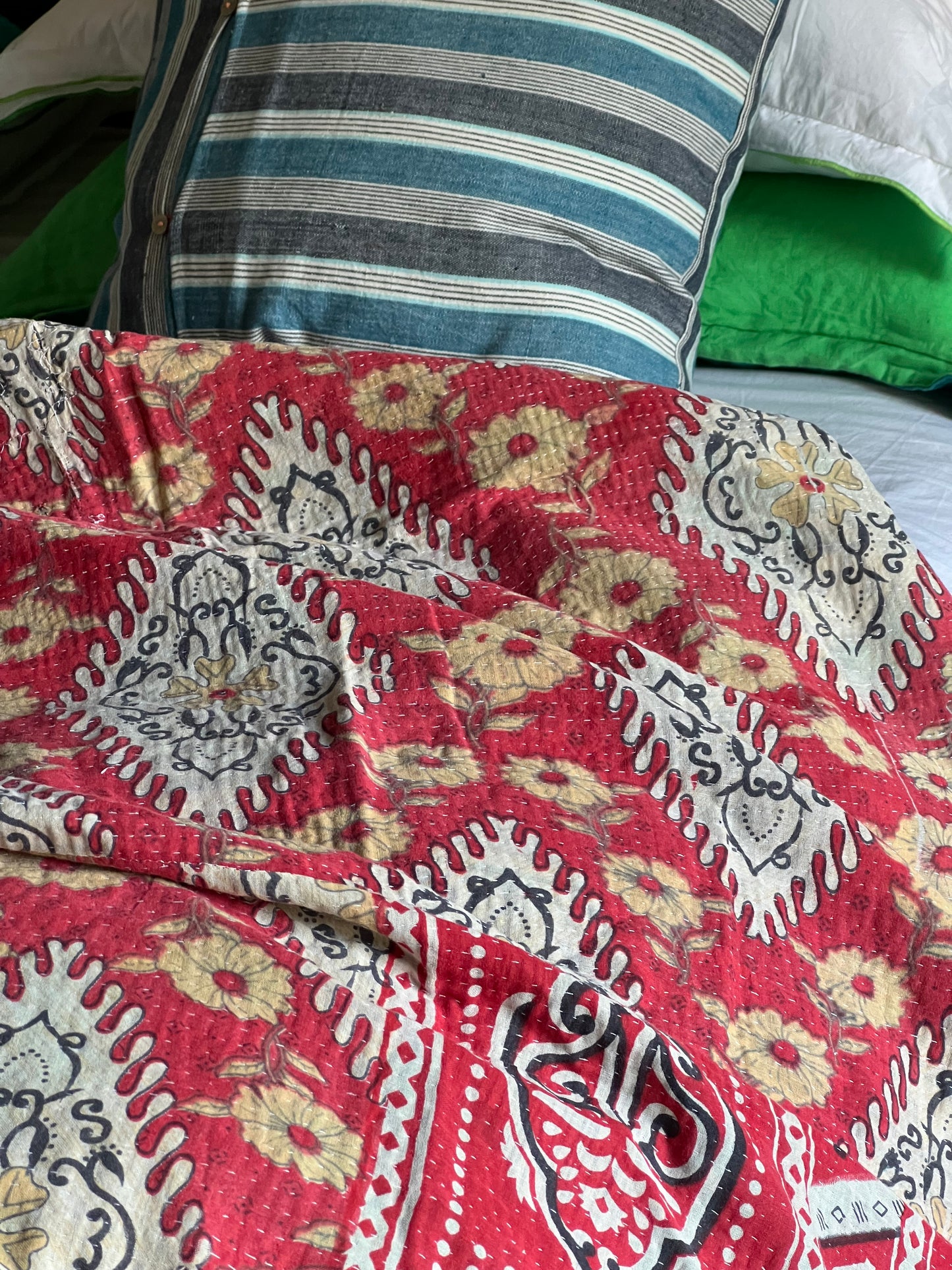 Kantha Quilt ~ Scarlett Palm