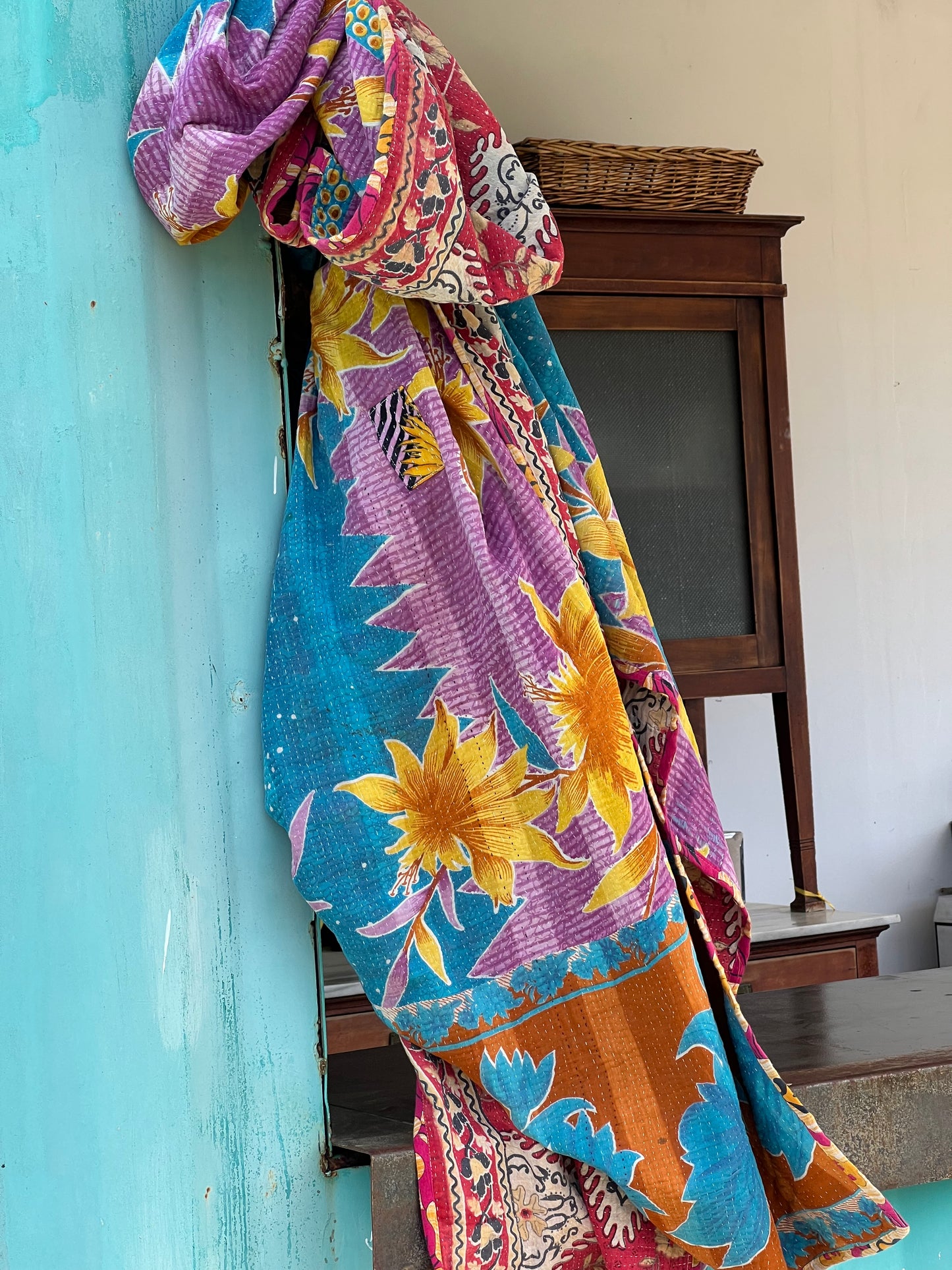 Kantha Quilt ~ Scarlett Palm