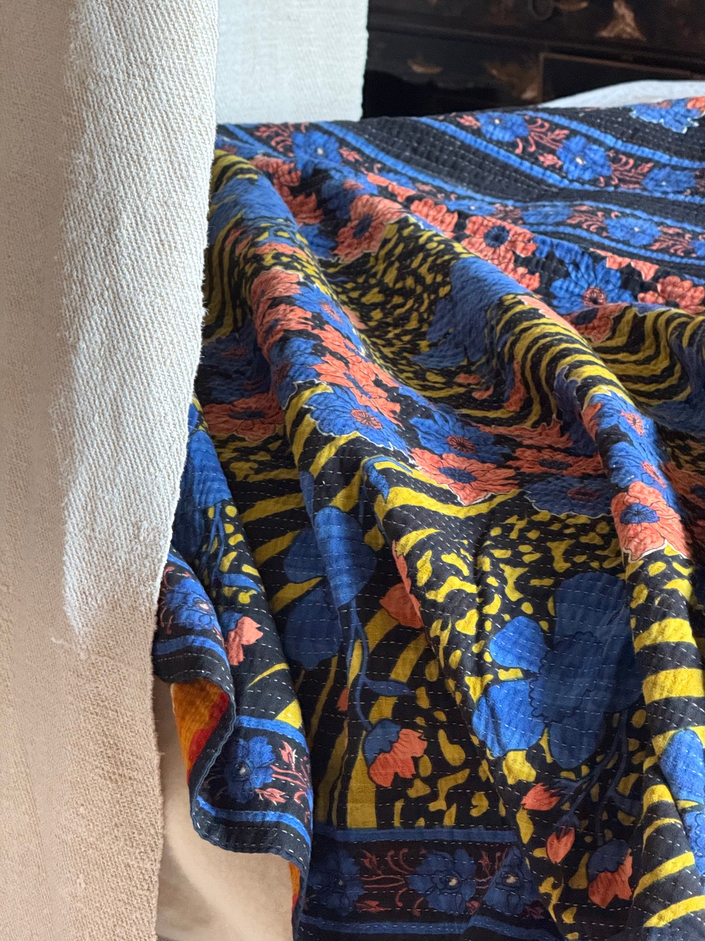 Kantha Quilt ~ Indigo