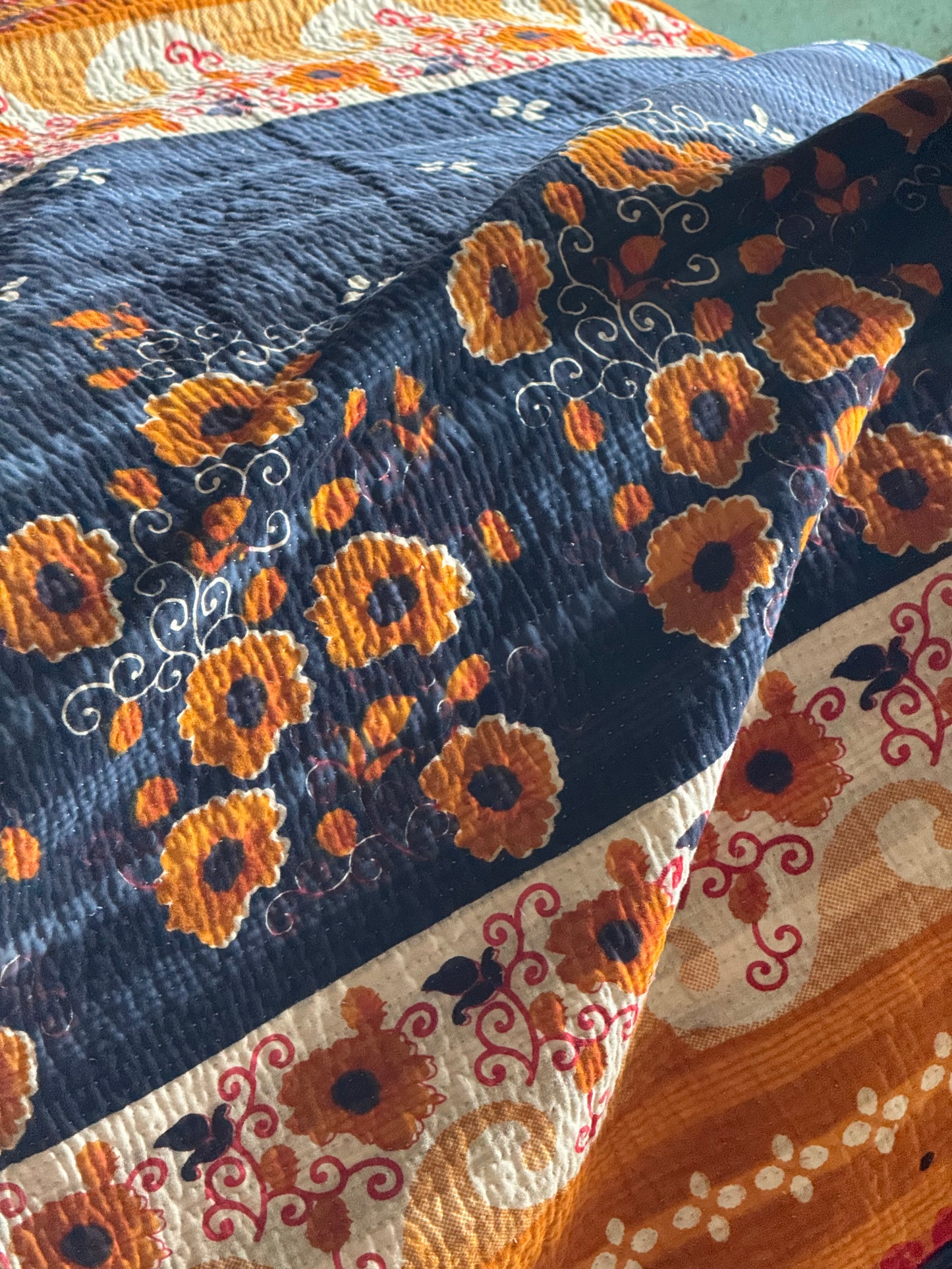 Kantha Quilt ~ Indigo