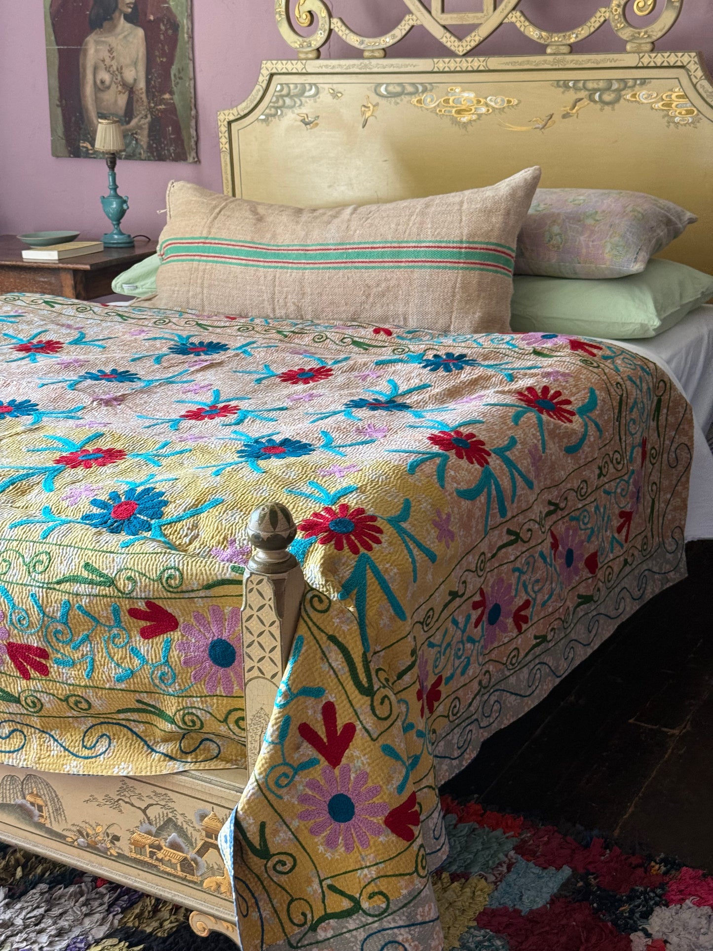 SUZANI Kantha Quilt ~ Agatha