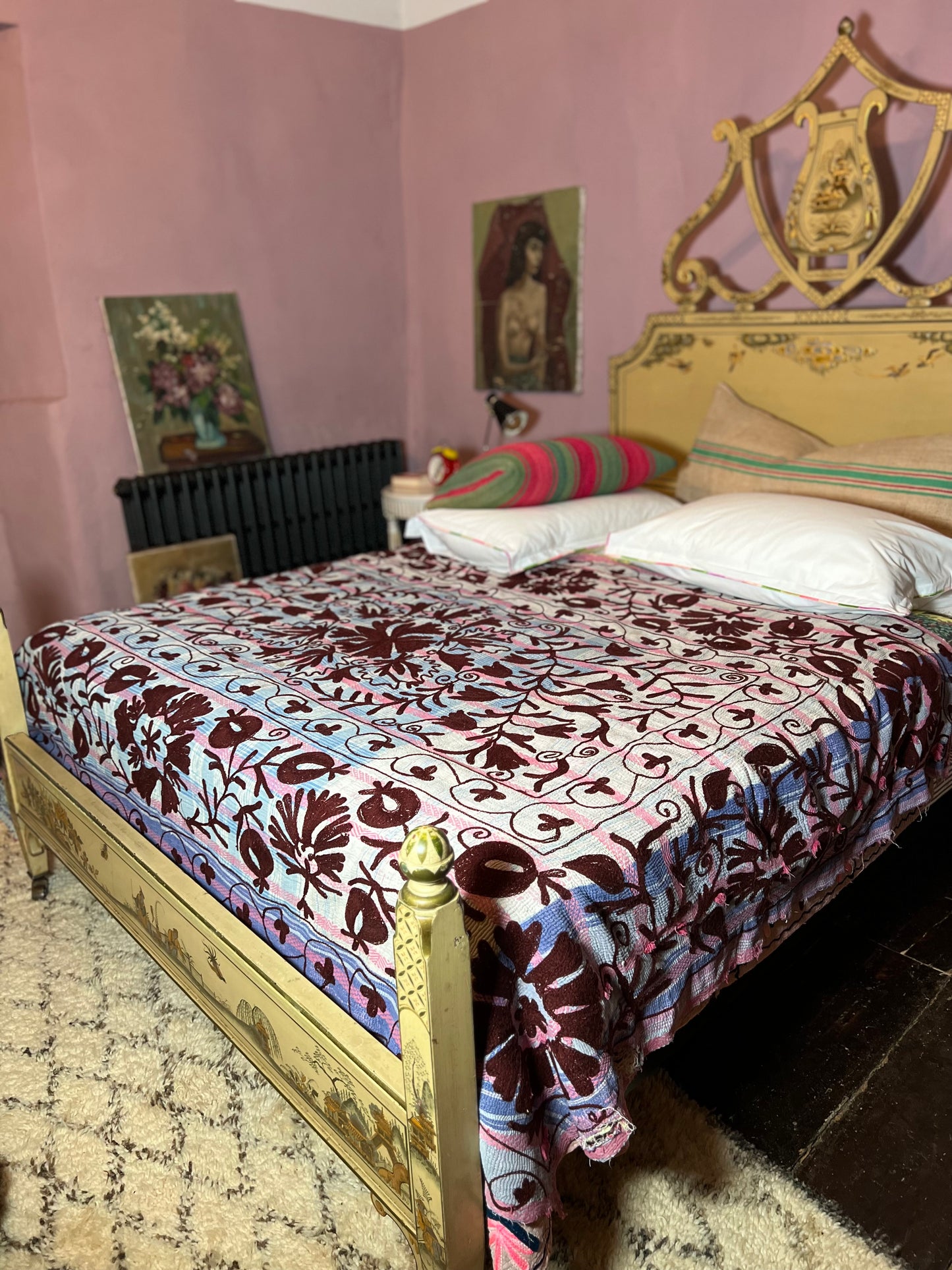 SUZANI Kantha Quilt ~ Mulberry