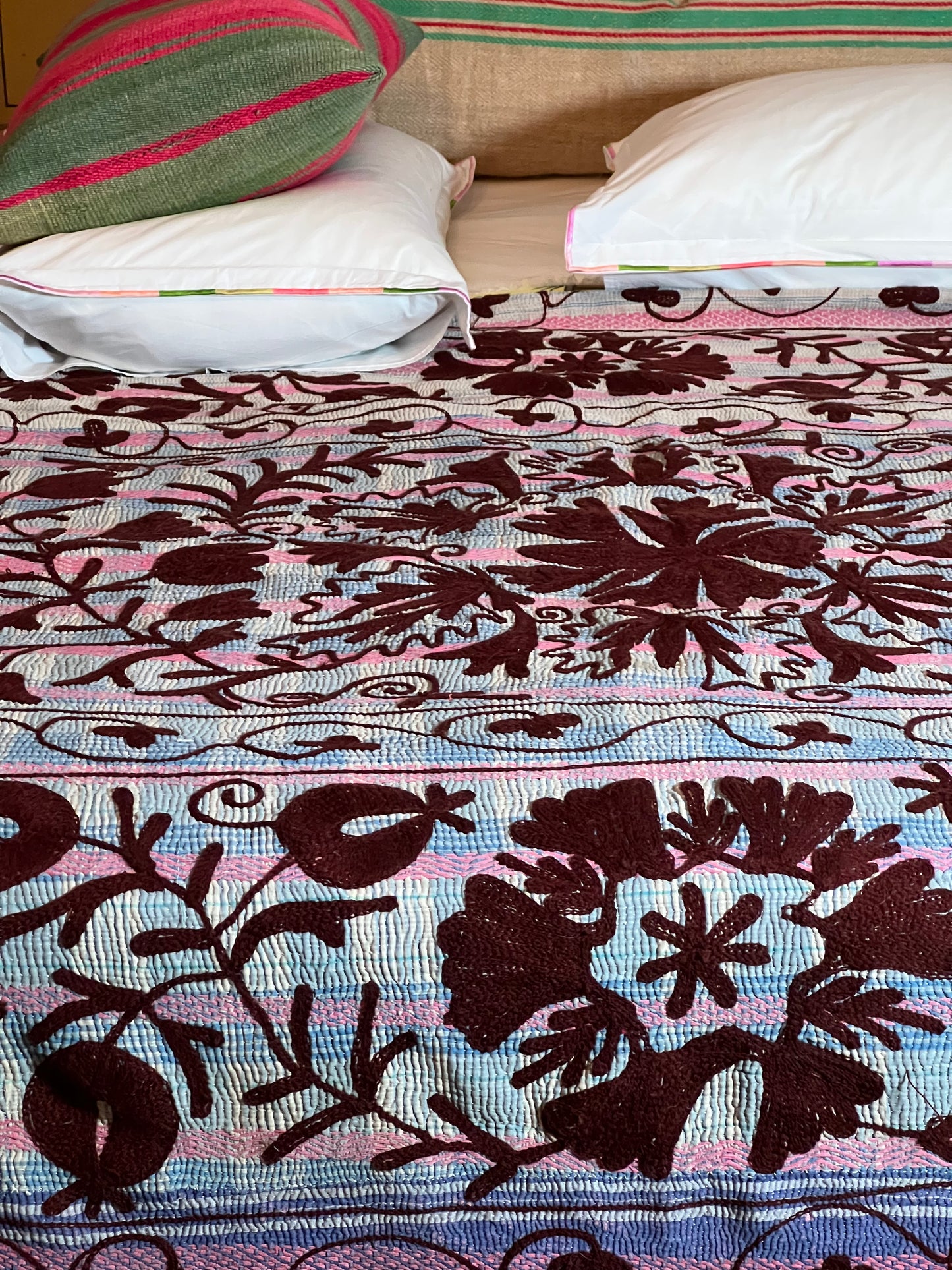 SUZANI Kantha Quilt ~ Mulberry