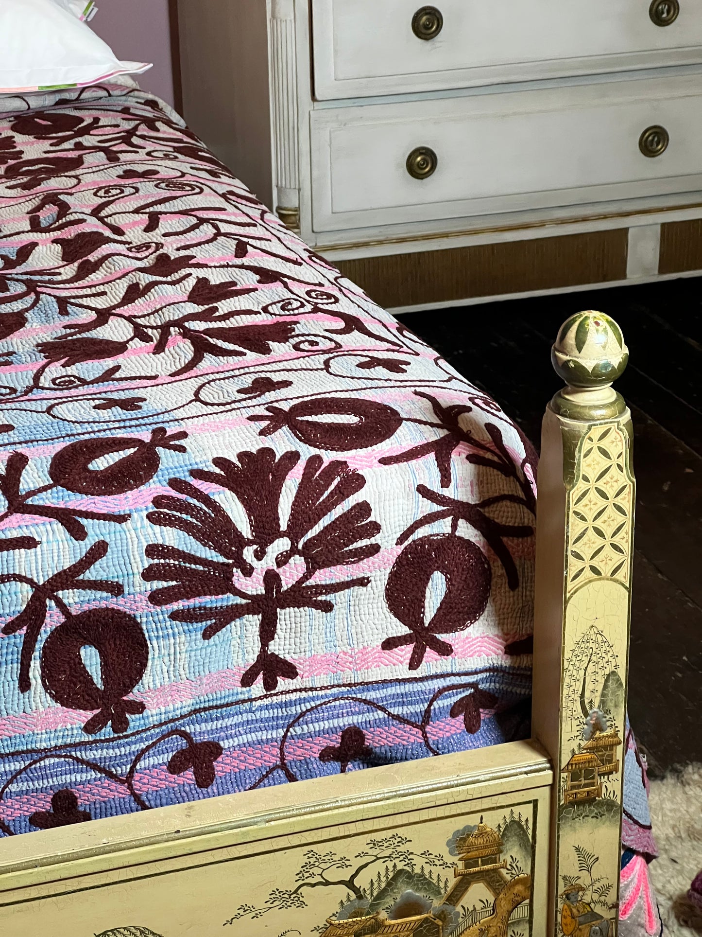 SUZANI Kantha Quilt ~ Mulberry