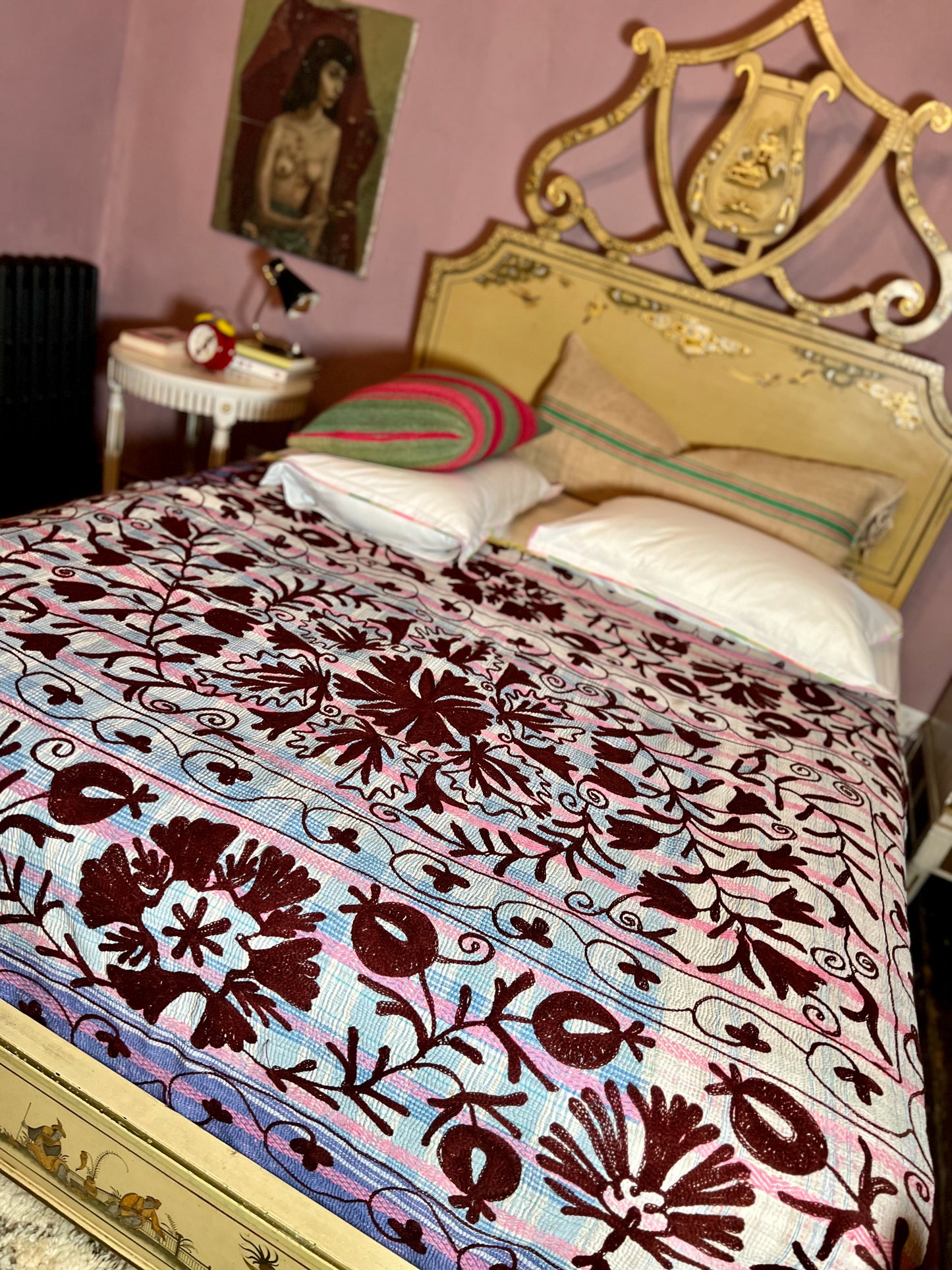 SUZANI Kantha Quilt ~ Mulberry