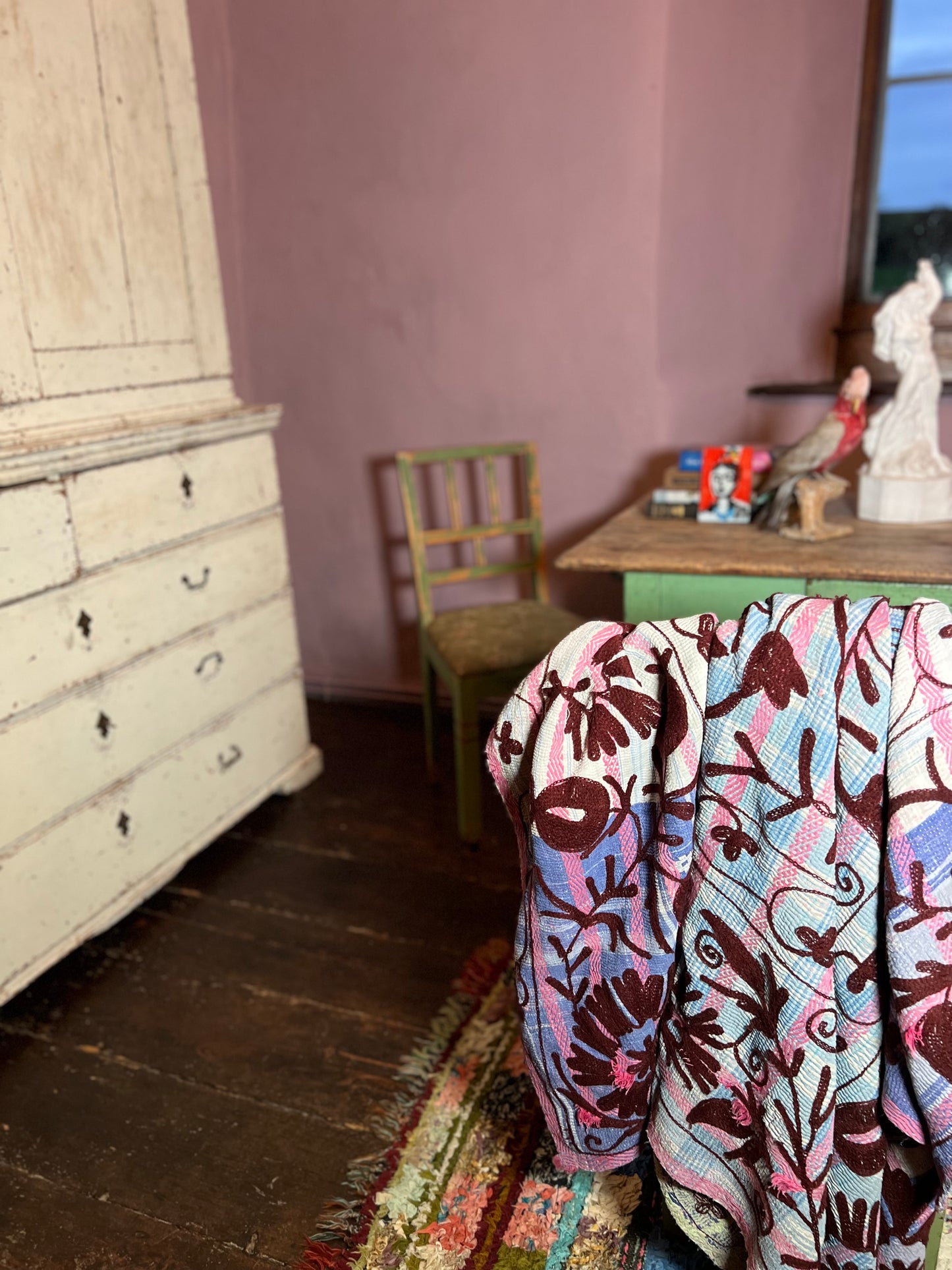 SUZANI Kantha Quilt ~ Mulberry