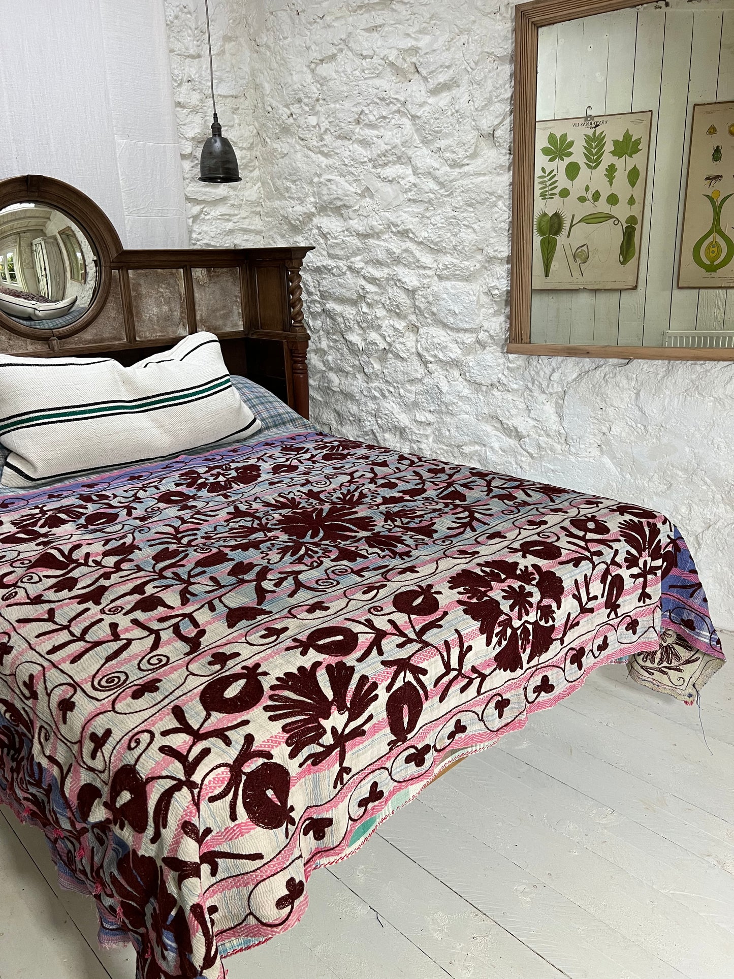 SUZANI Kantha Quilt ~ Mulberry