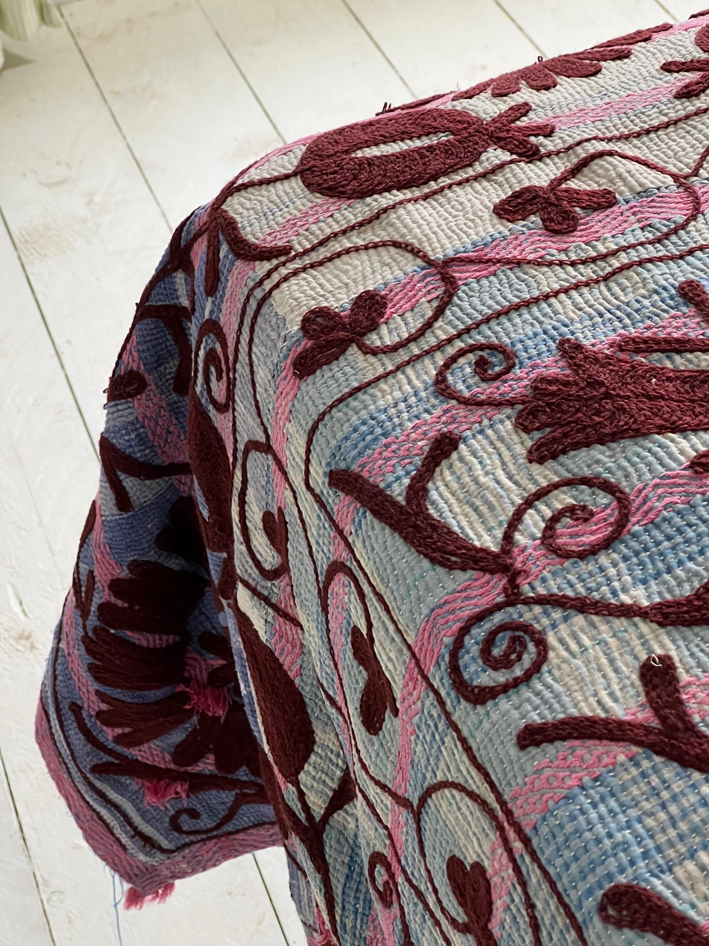 SUZANI Kantha Quilt ~ Mulberry