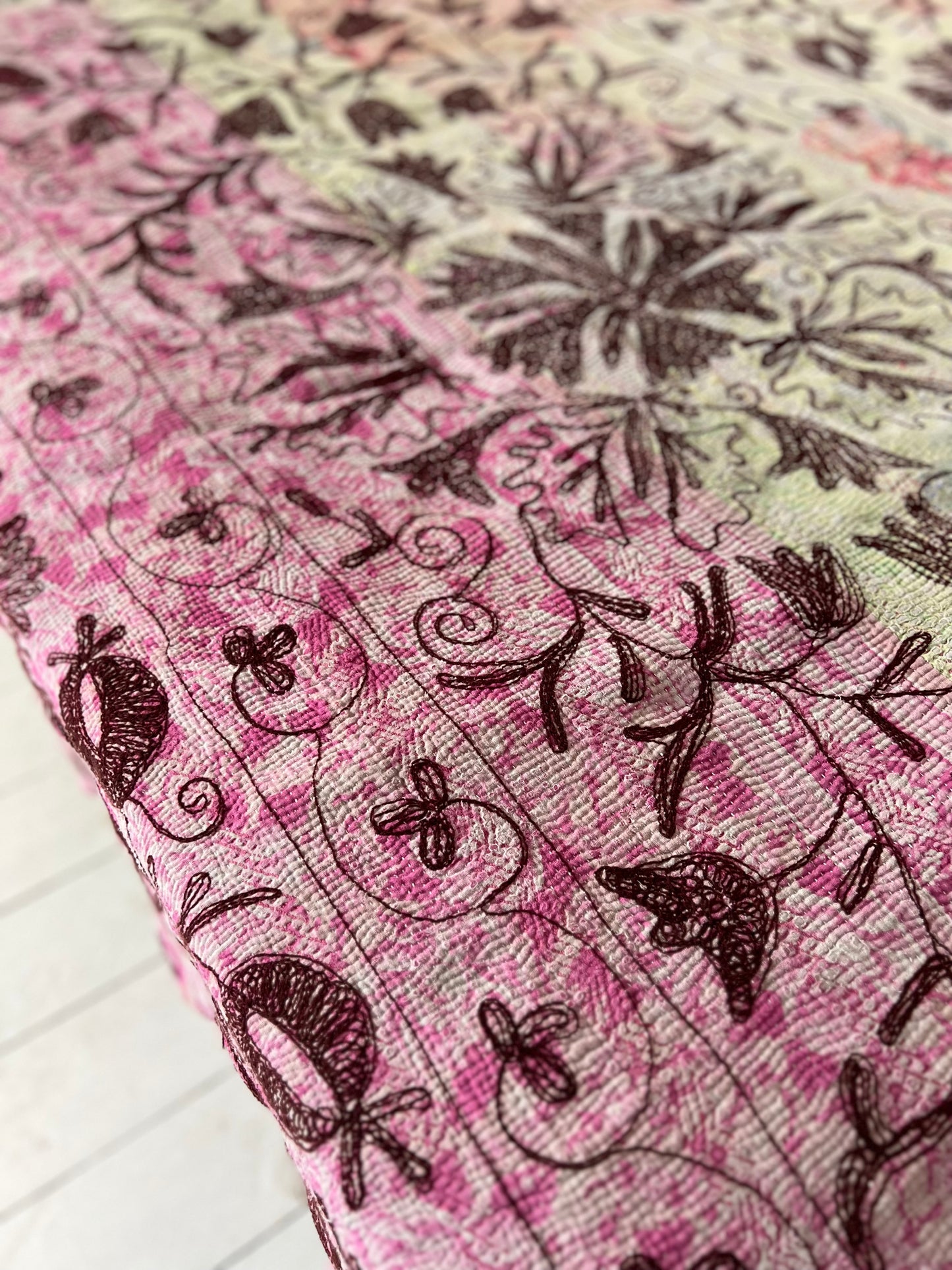 SUZANI Kantha Quilt ~ Mulberry