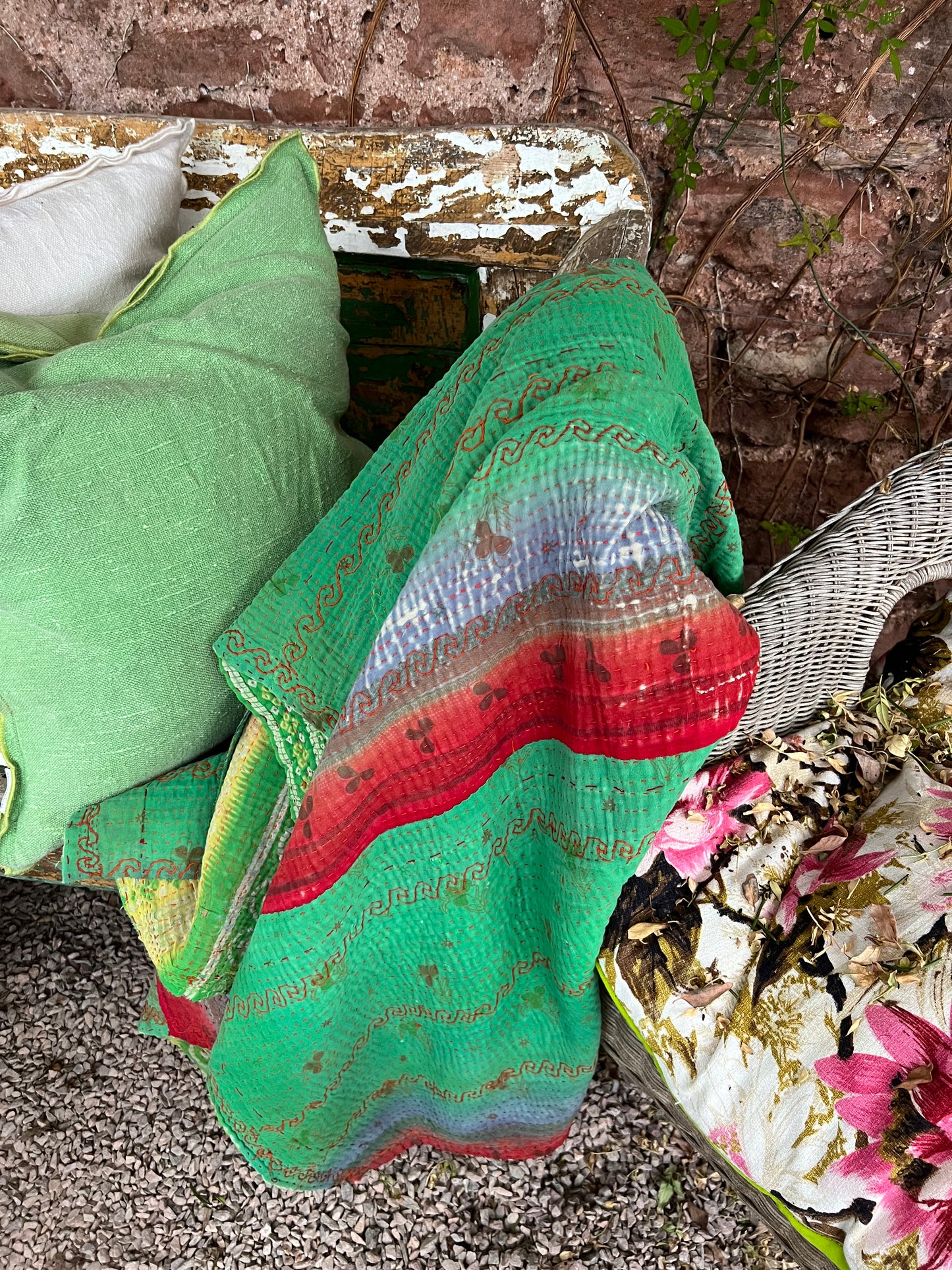 Kantha Quilt ~ Daffodil