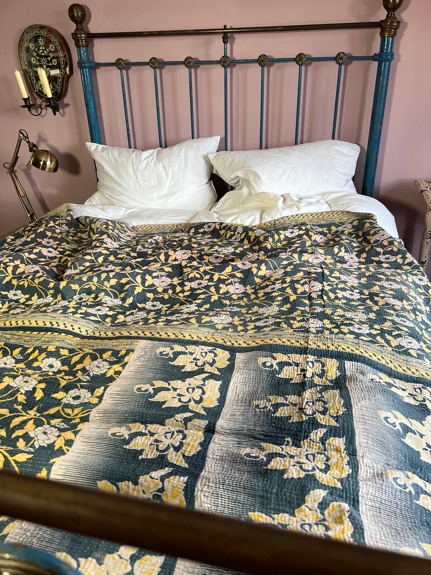 Kantha Quilt ~ Old Rose