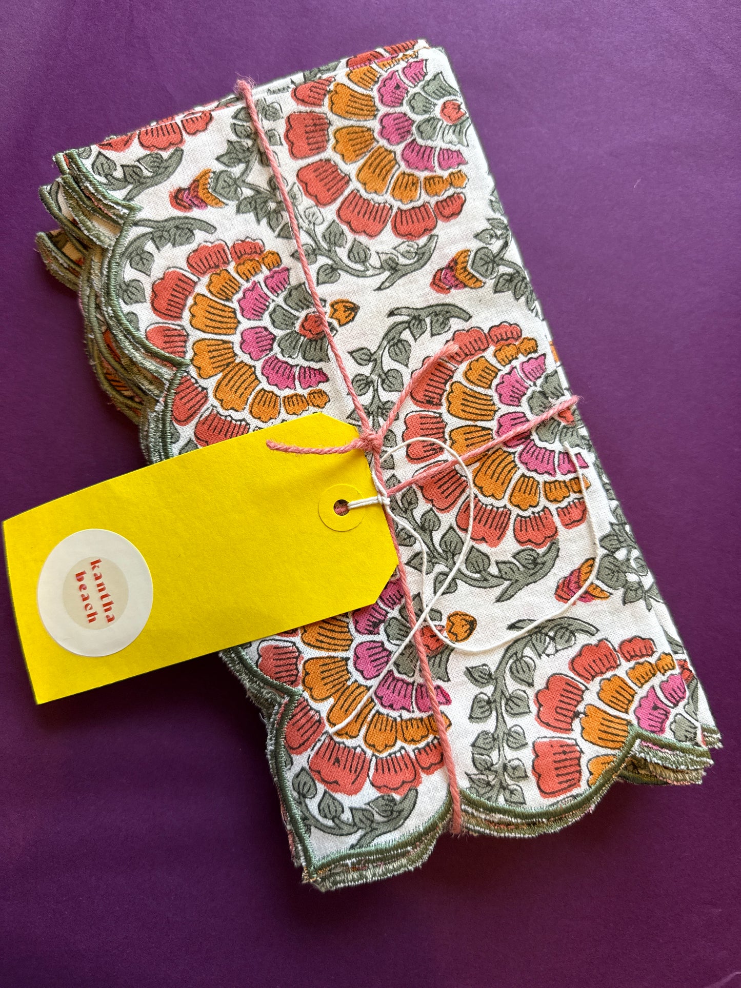Peacock Print Napkin Set ~ Table Linen