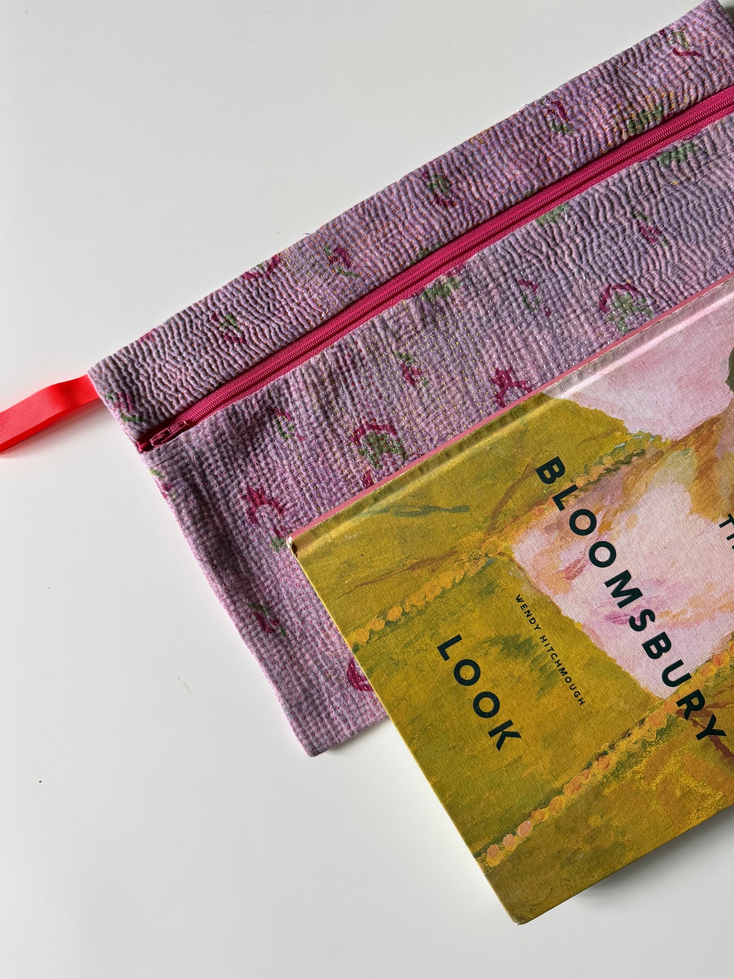 Small Batch Kantha Clutch ~ Soft Lilac