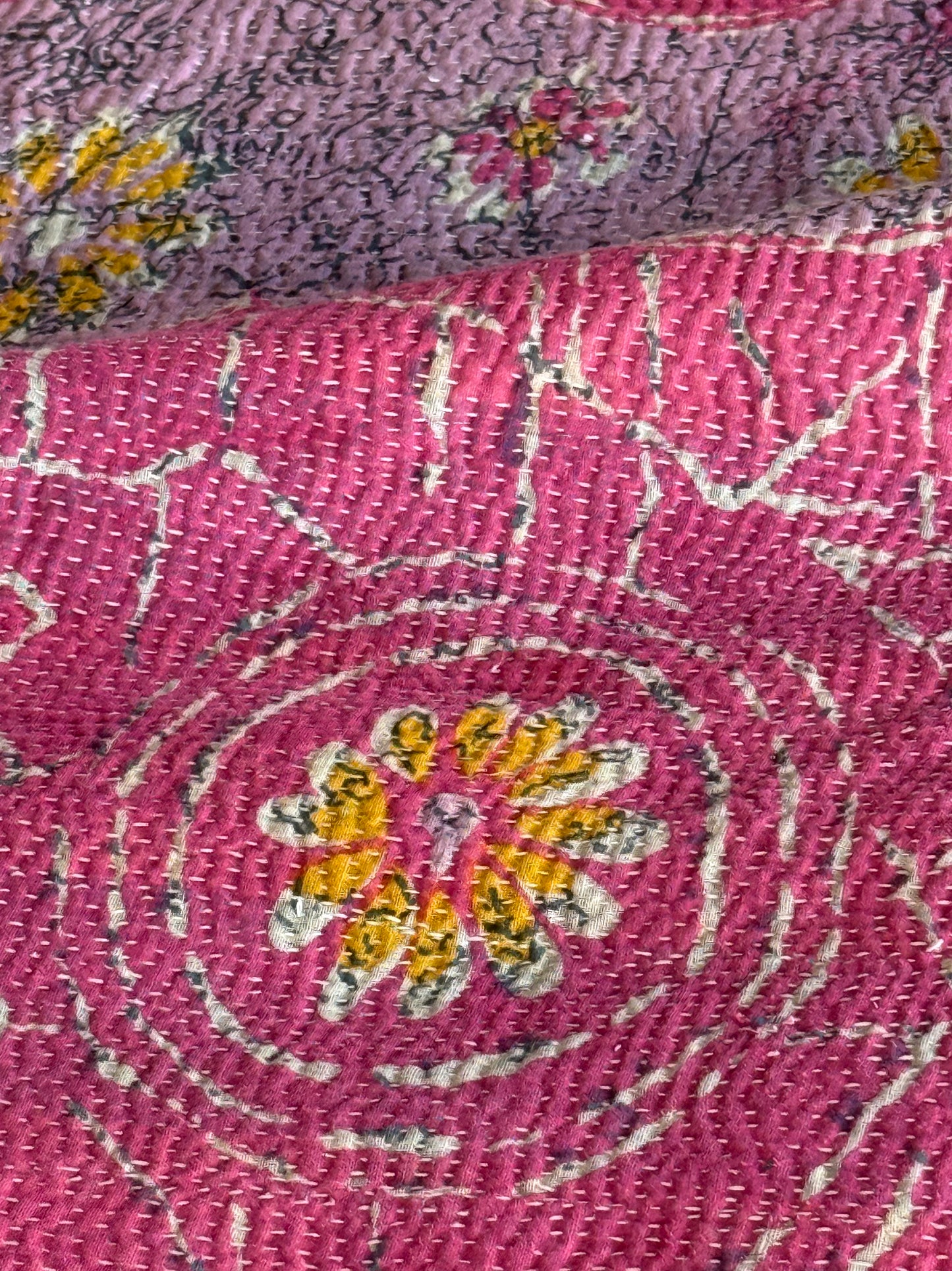 Kantha Quilt ~ Retro Fuchia