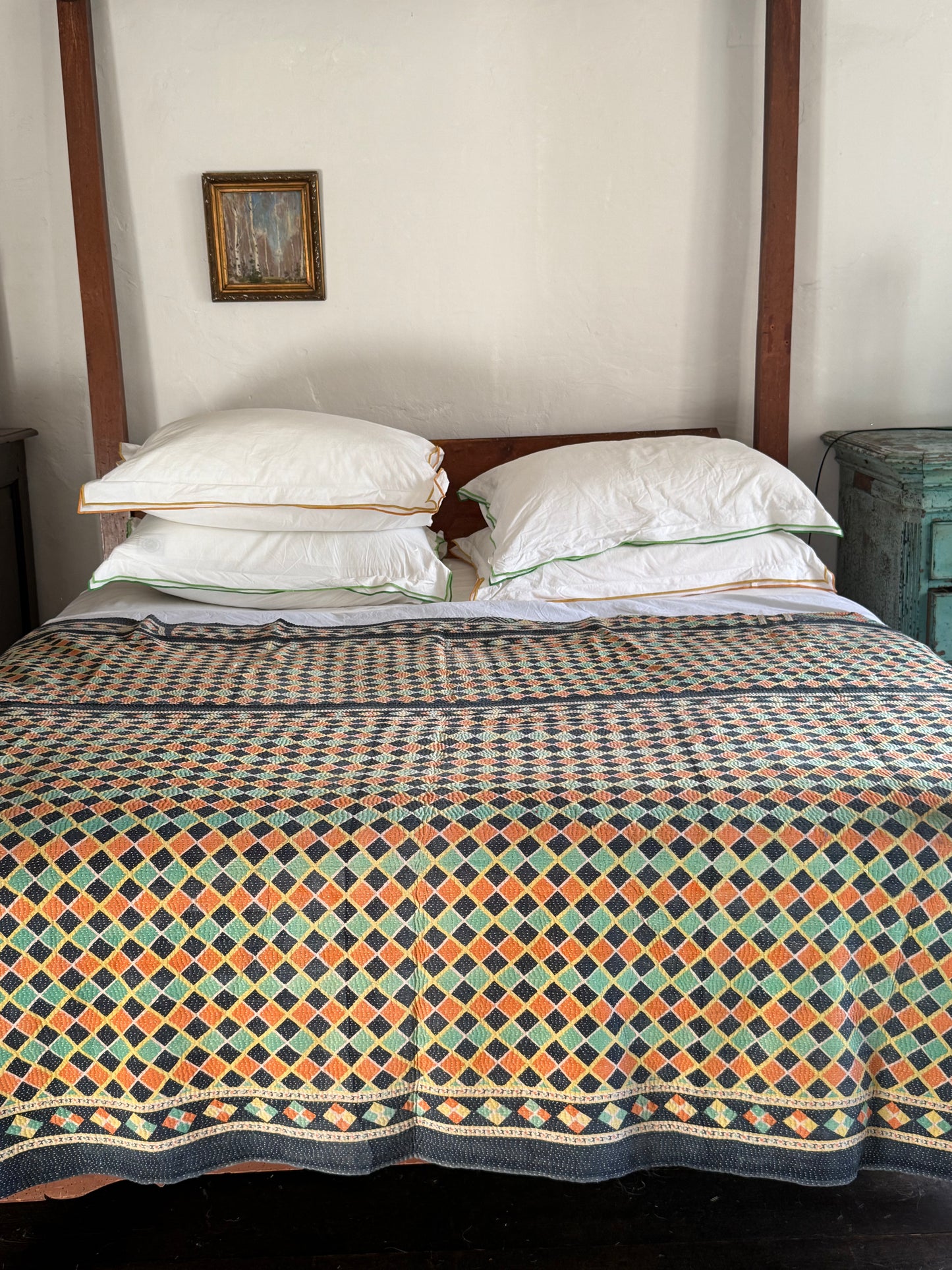 Kantha Quilt ~ Retro Fuchia
