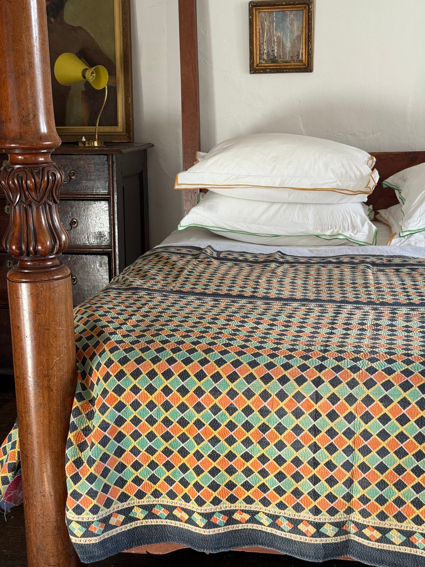 Kantha Quilt ~ Retro Fuchia