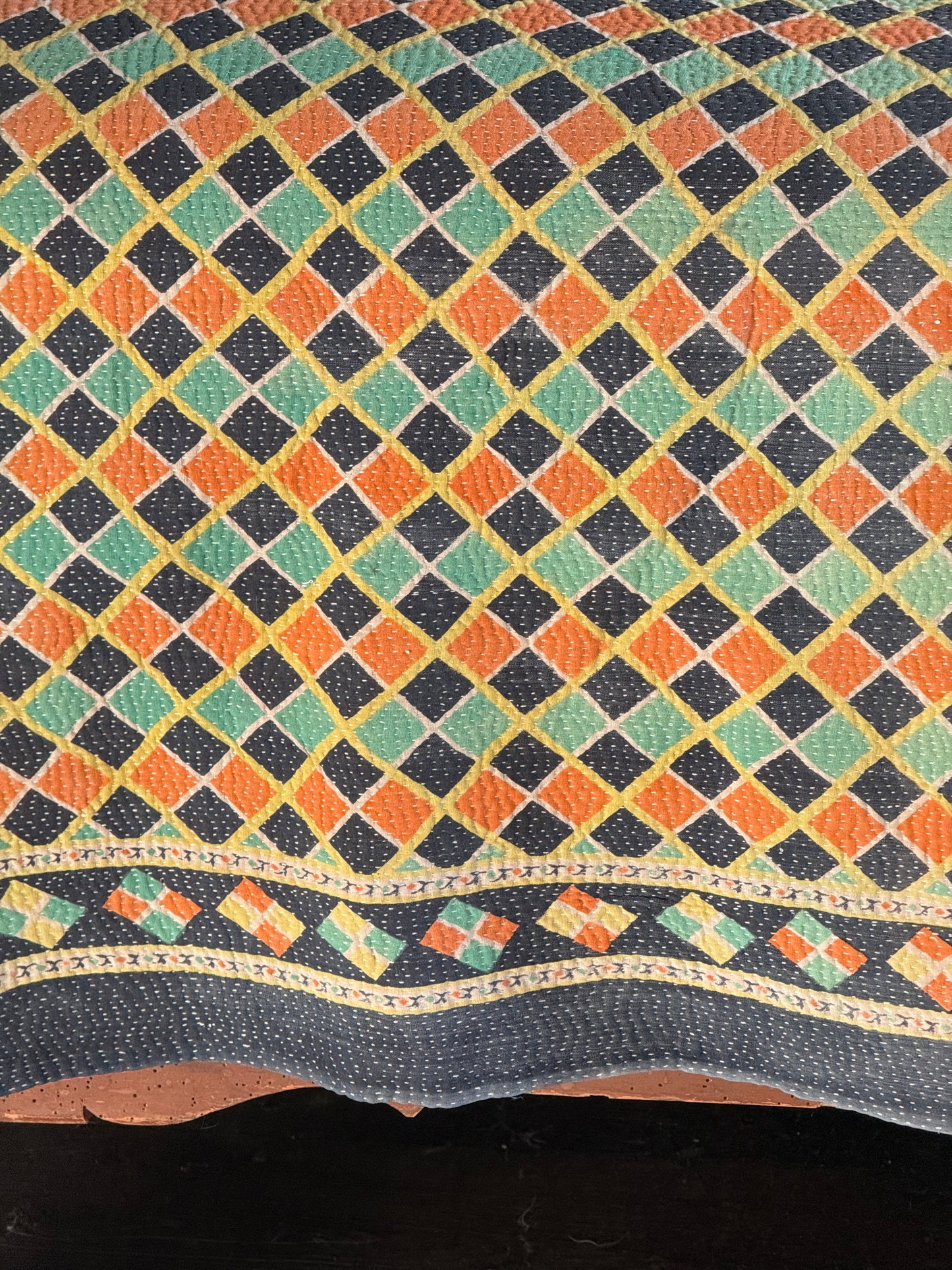 Kantha Quilt ~ Retro Fuchia