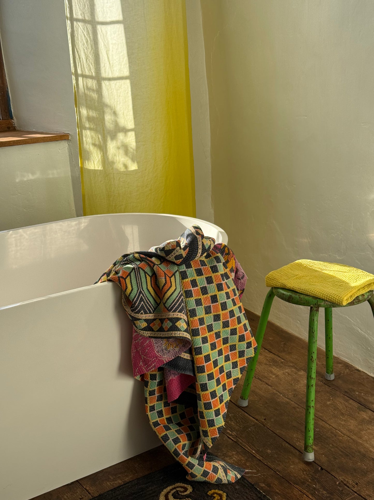 Kantha Quilt ~ Retro Fuchia