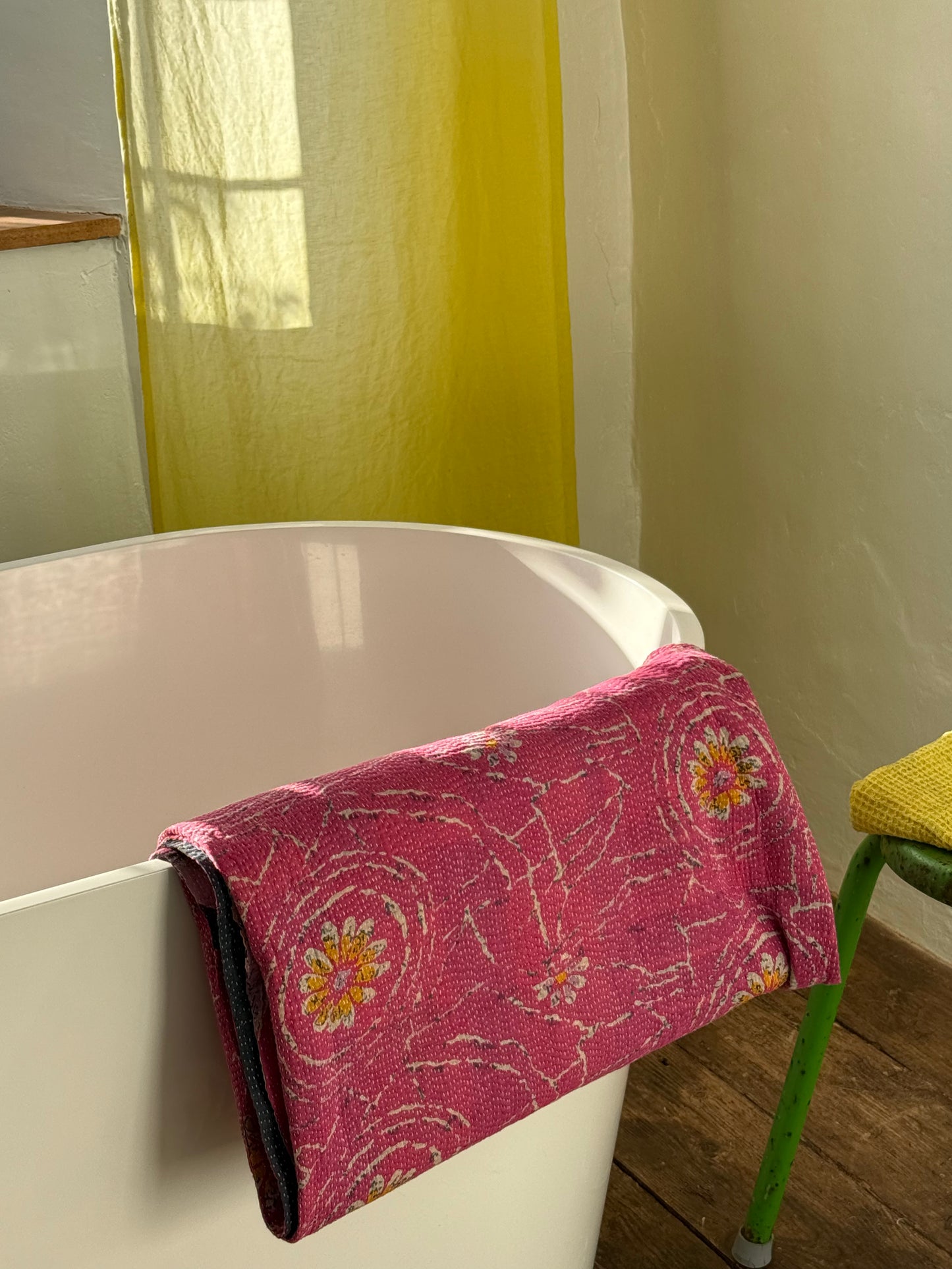 Kantha Quilt ~ Retro Fuchia
