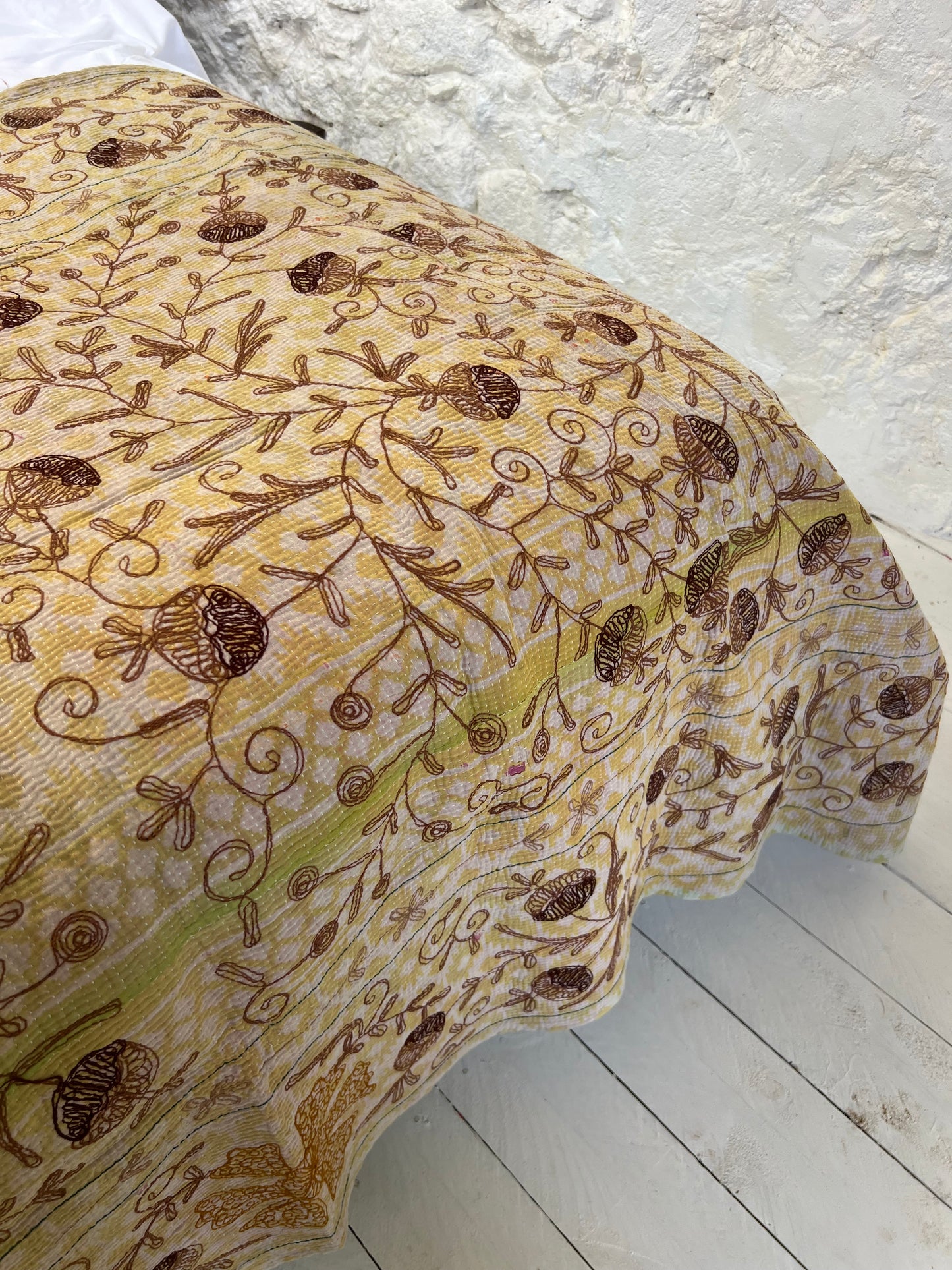 SUZANI Kantha Quilt ~ Rosemary