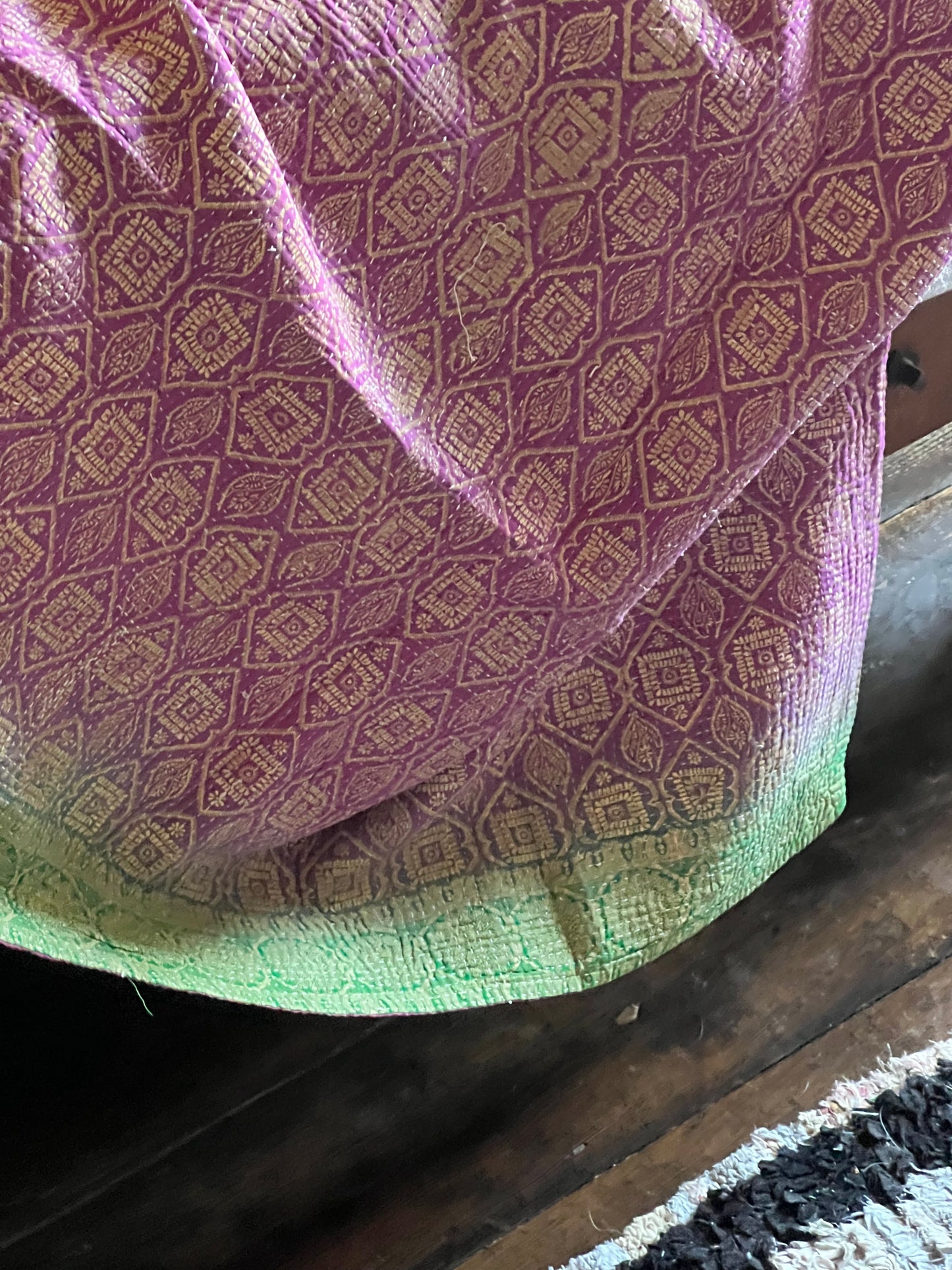 Kantha Quilt ~ Magenta