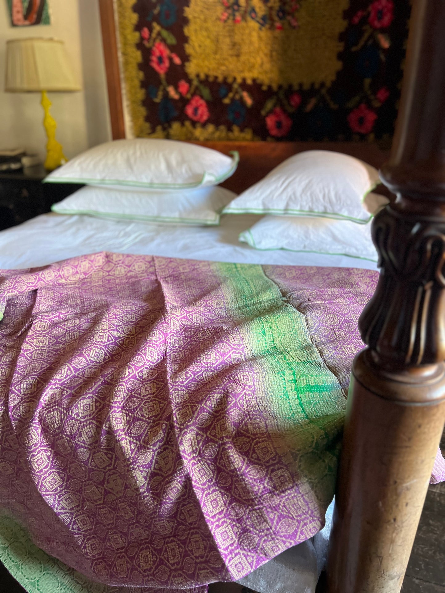 Kantha Quilt ~ Magenta