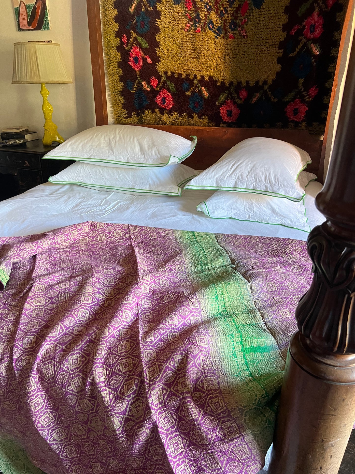 Kantha Quilt ~ Magenta