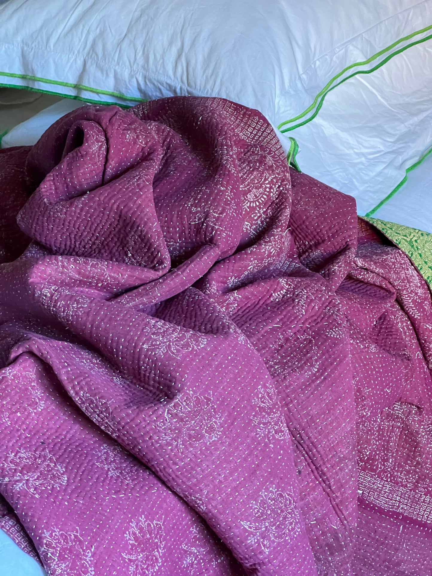 Kantha Quilt ~ Magenta