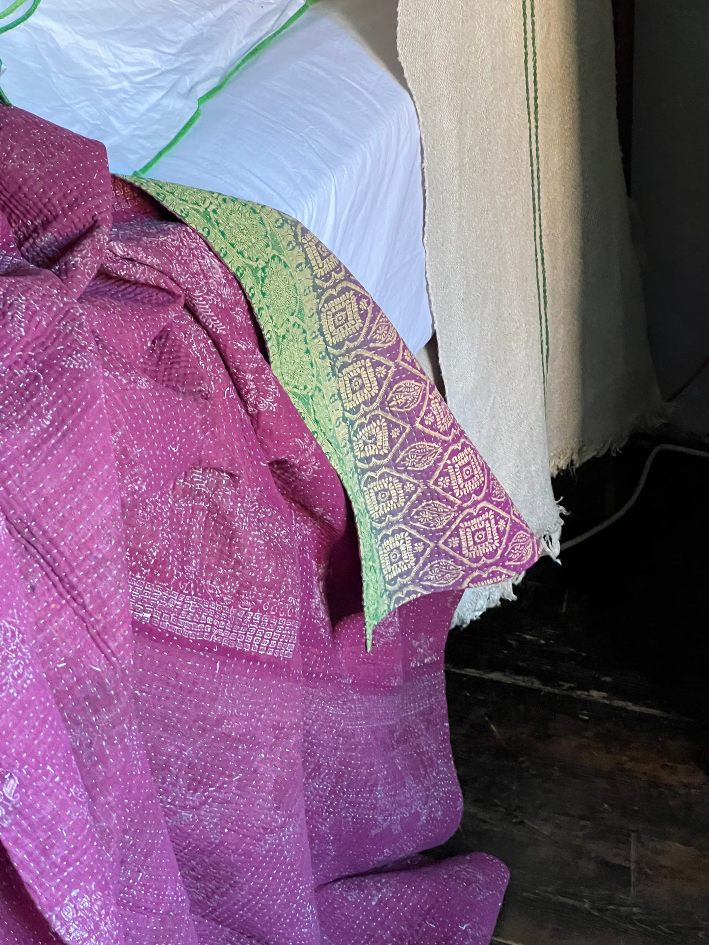 Kantha Quilt ~ Magenta