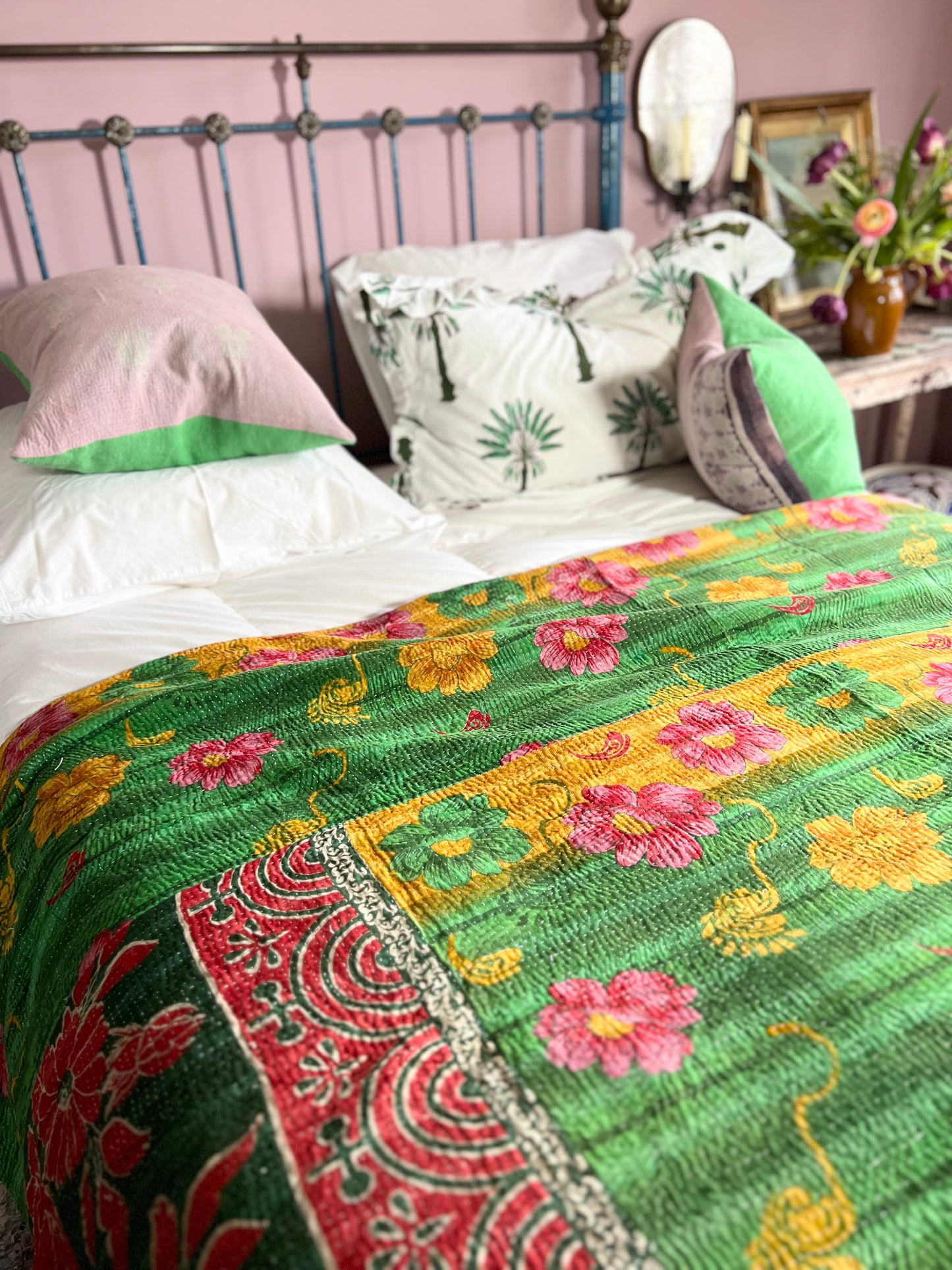 Kantha Quilt ~ Flora