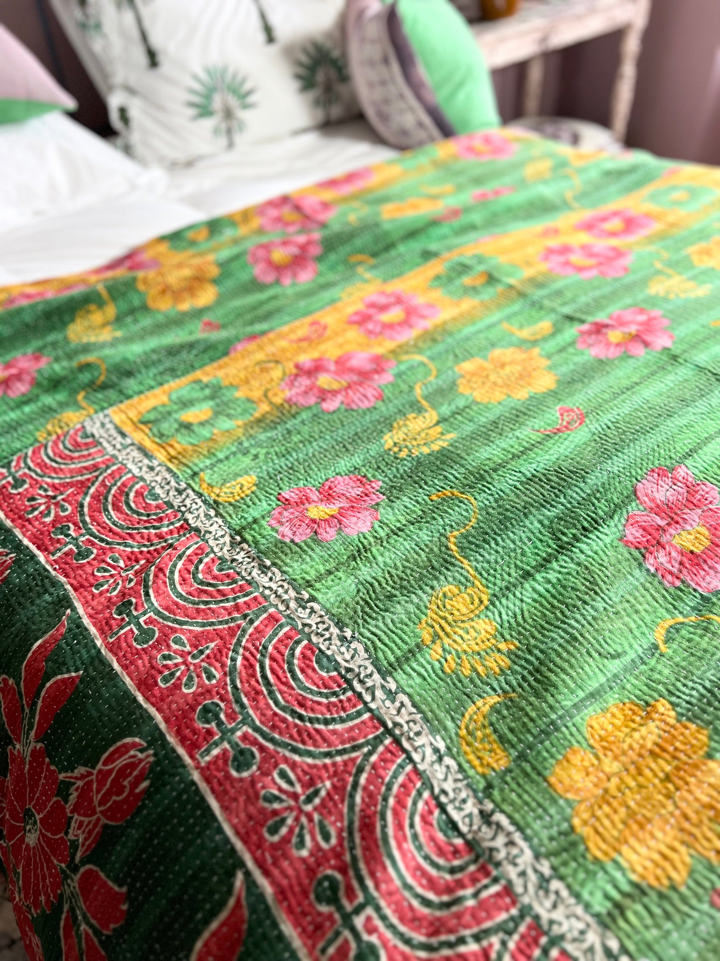 Kantha Quilt ~ Flora