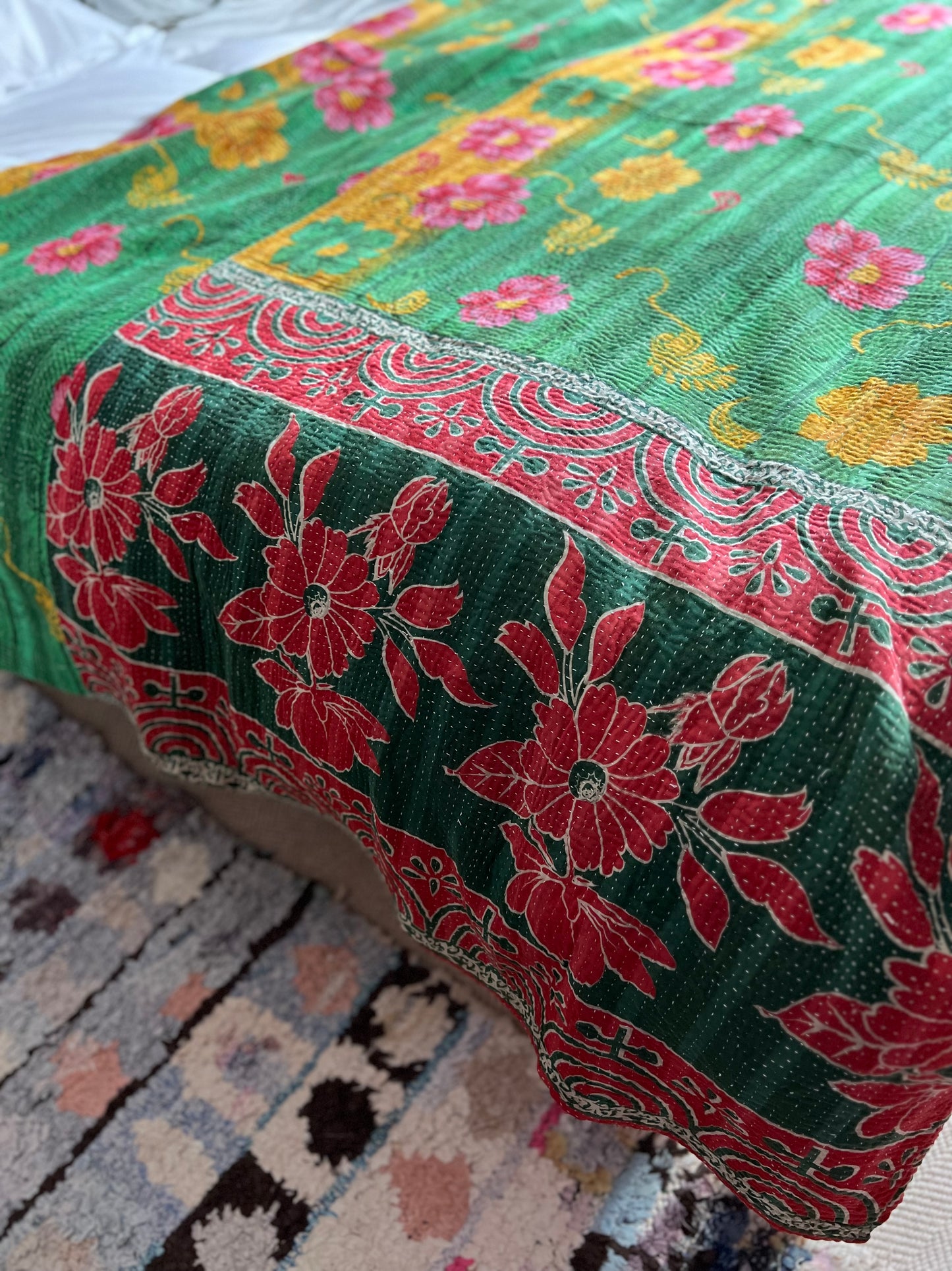 Kantha Quilt ~ Flora