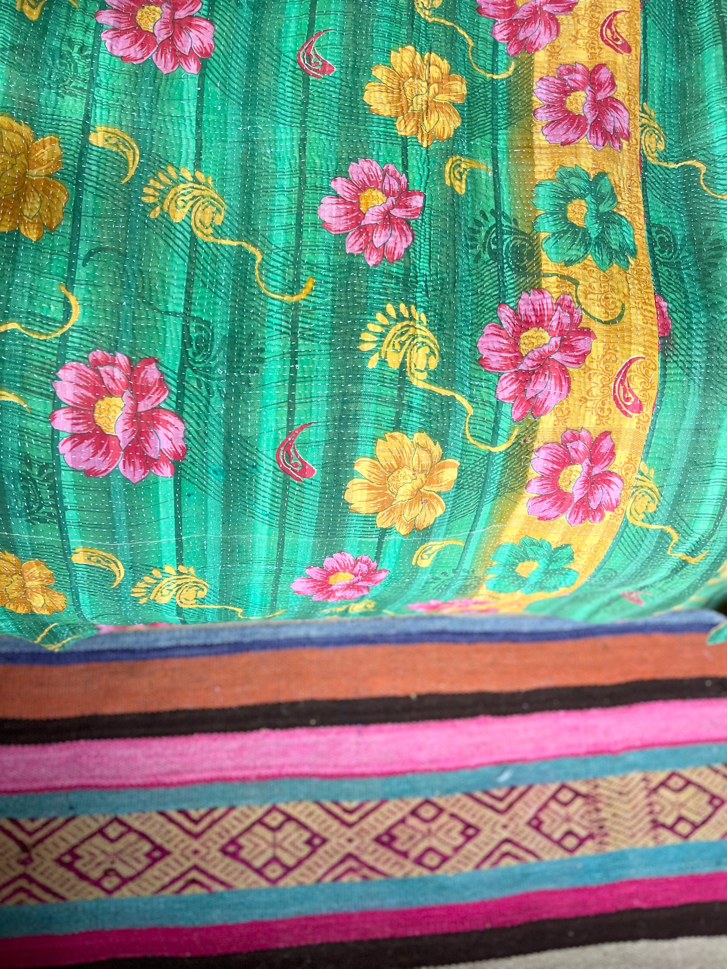 Kantha Quilt ~ Flora