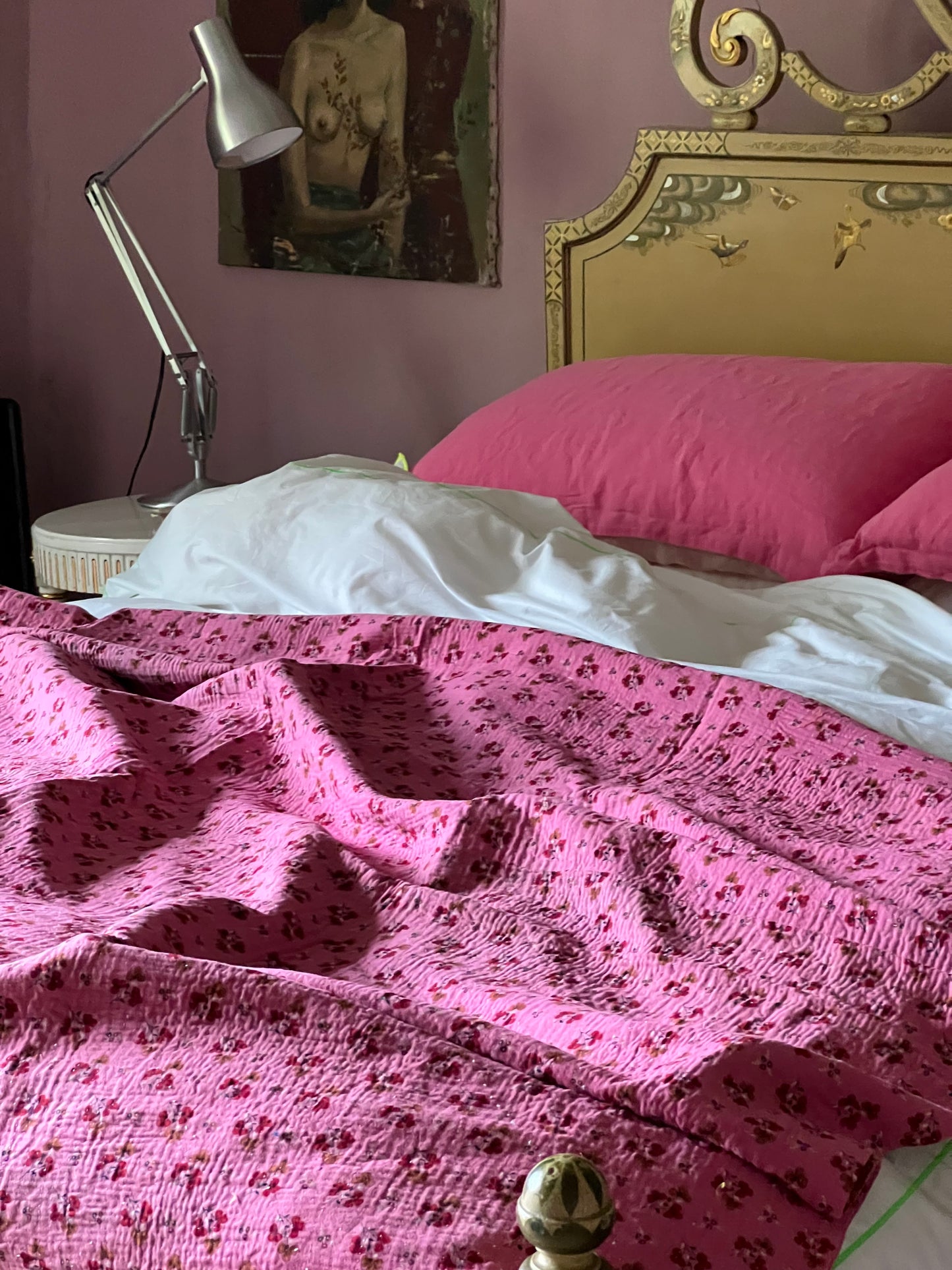 Kantha Quilt ~ Pink Clover