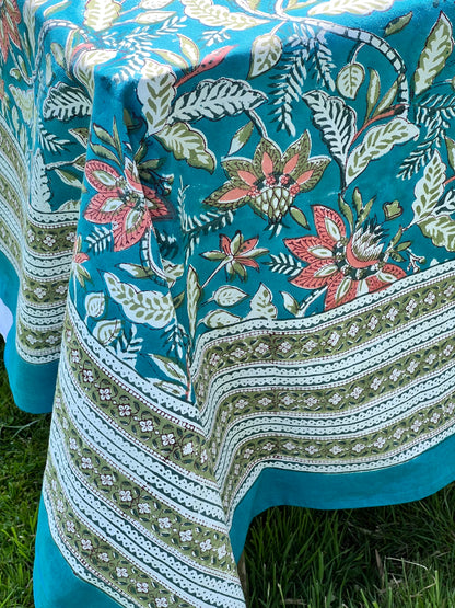 Table Linen Large ~ Teal and Olive